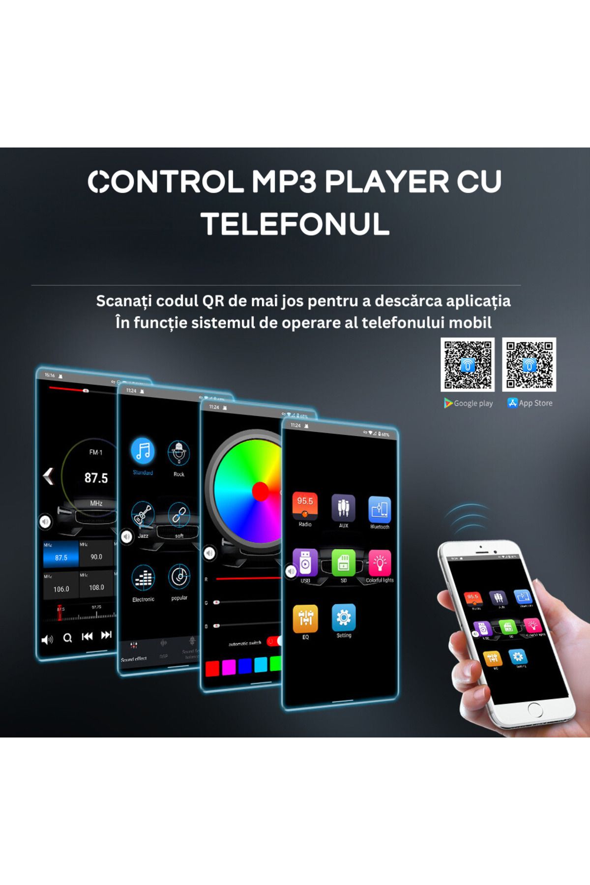 MaxTech-Radio mp3 Player, Car Cassette Player with Remote Control 1 Din, Bluetooth Functions, CardSD, 2x USB, Auxiliary 5