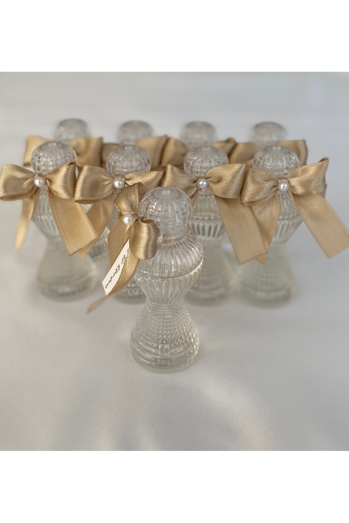 MayaArtDesign Bej Saten Kurdeleli Mika Şişe 50cc Limon Kolonyası - Söz - Nişan - Bebek Hediyelik (25 ADET) fotoğrafı 2 (önizleme)