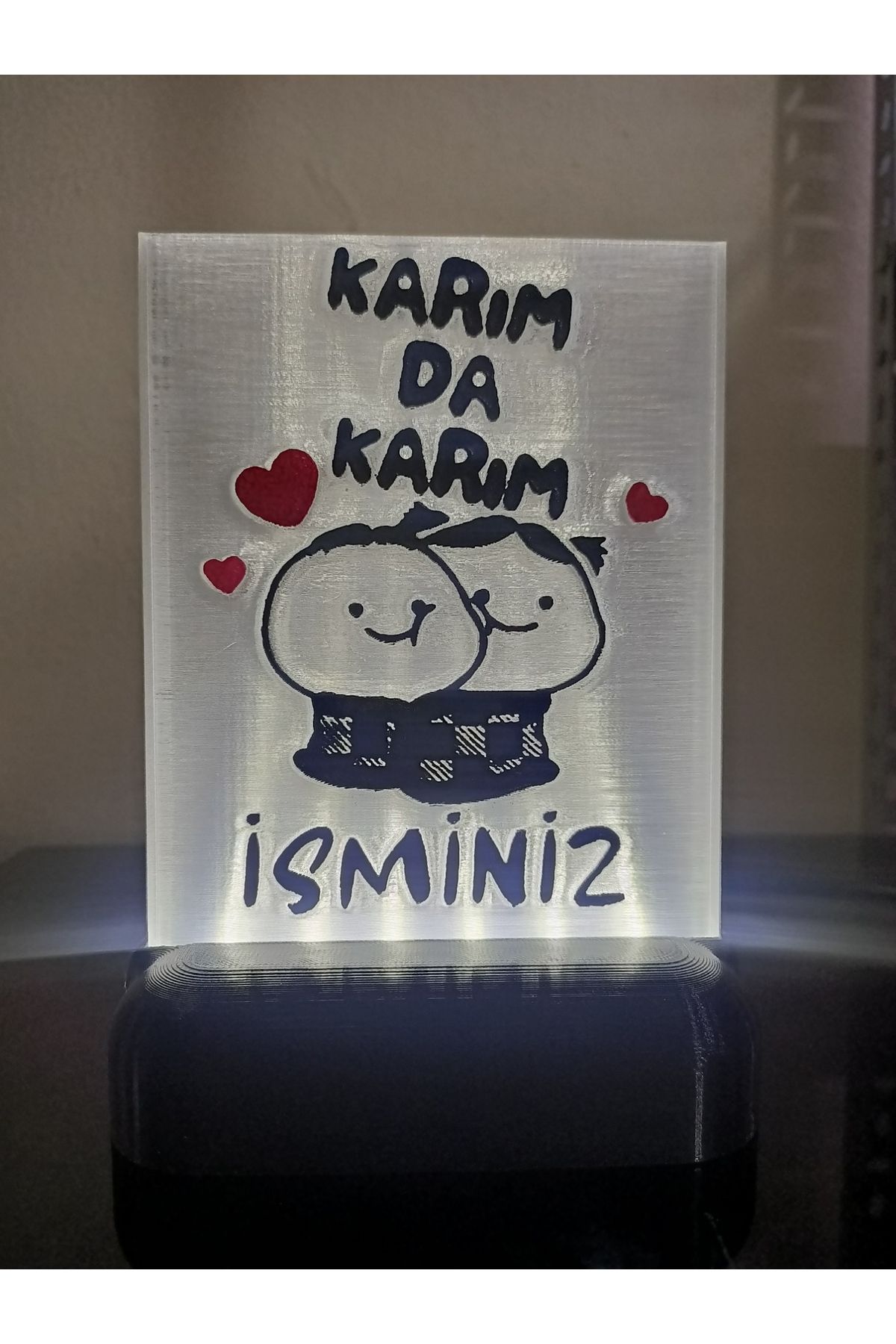 DÖNÜŞÜM ATÖLYESİ Kişiye Özel İsimli Hediyelik Kablolu Led Lamba - M5 - Karım da Karım - Beyaz Işıklı