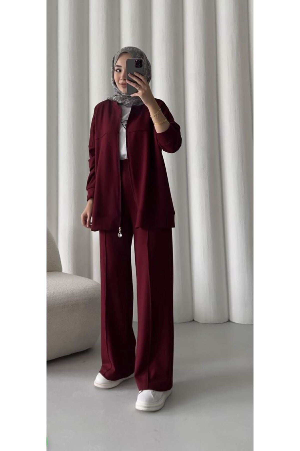 Foola Moda Yarım Fermuarlı Oversize Eşofman Takımı