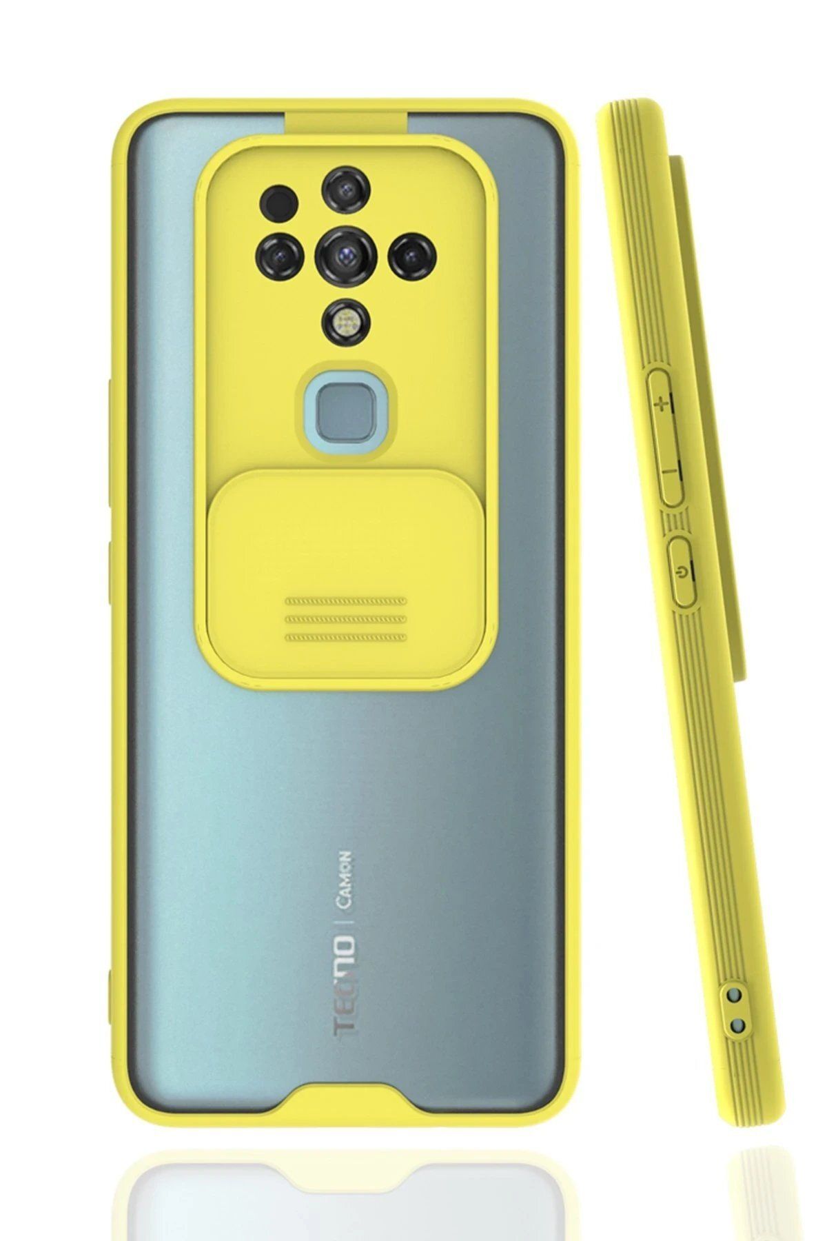 Toptan Bulurum Tecno Camon 16 Kılıf Platin Kamera Koruma Silikon - Sarı