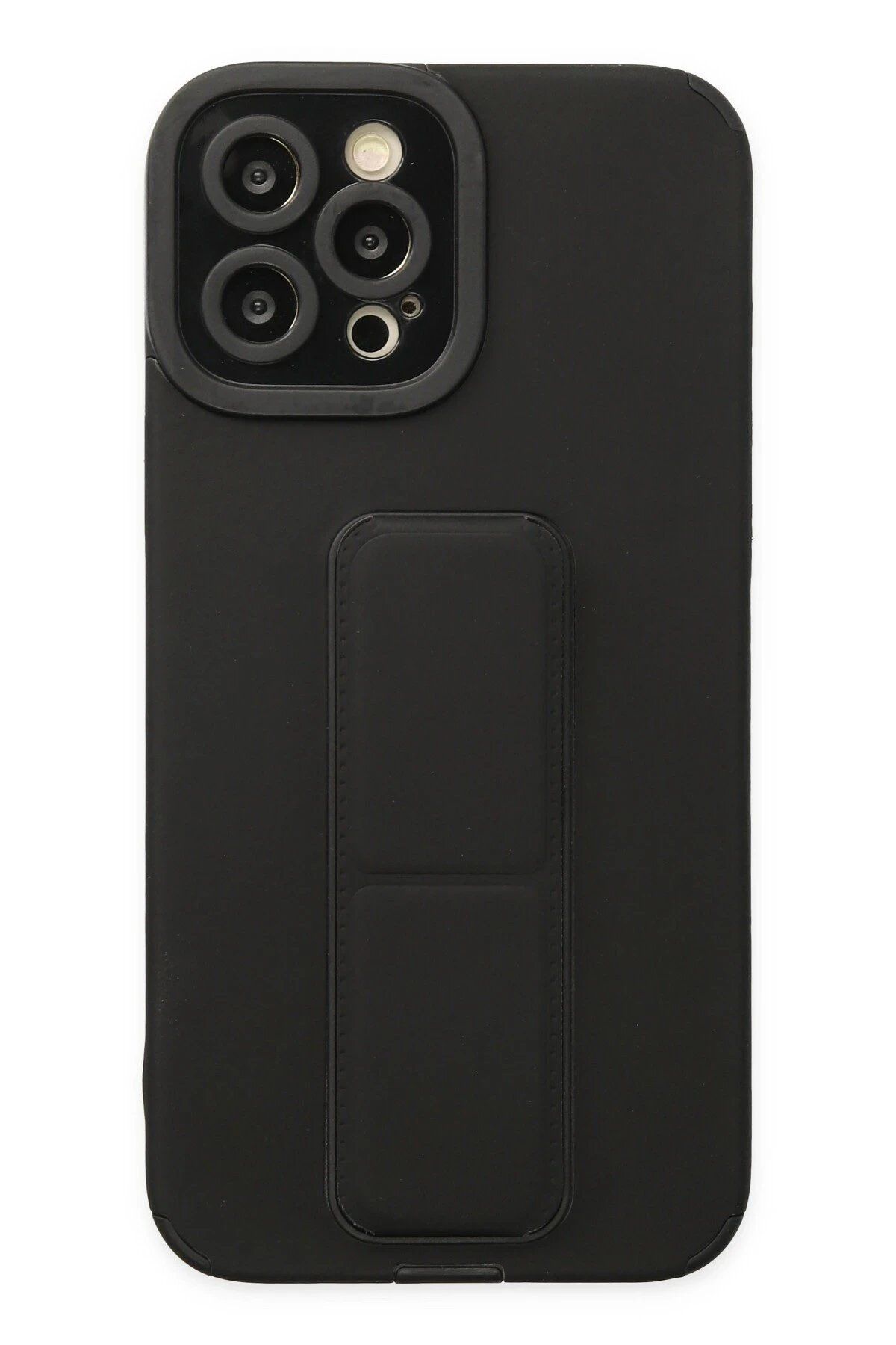 Toptan Bulurum iPhone 12 Pro Max Kılıf Mega Standlı Silikon - Siyah