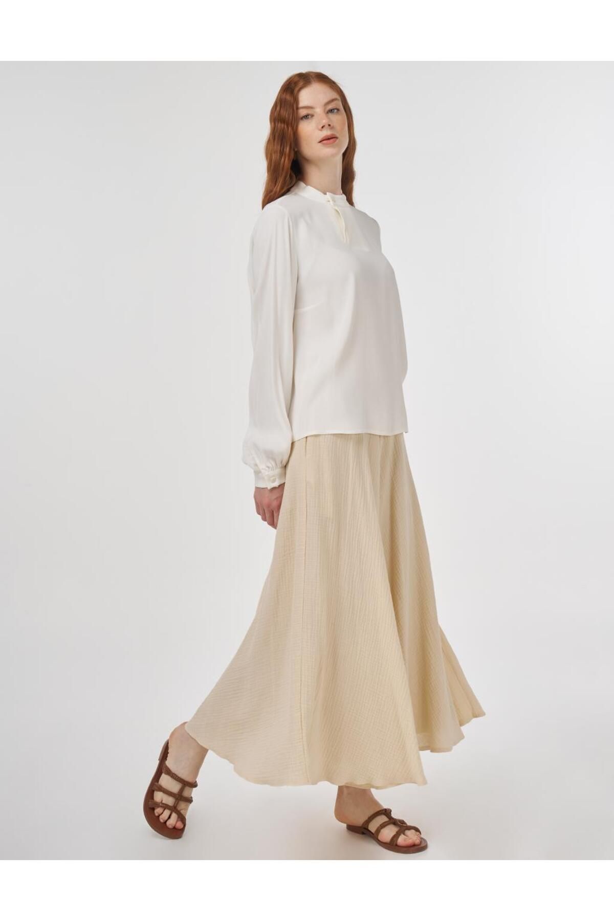 KYR-Button Detailed Viscose Blouse Ecru 2