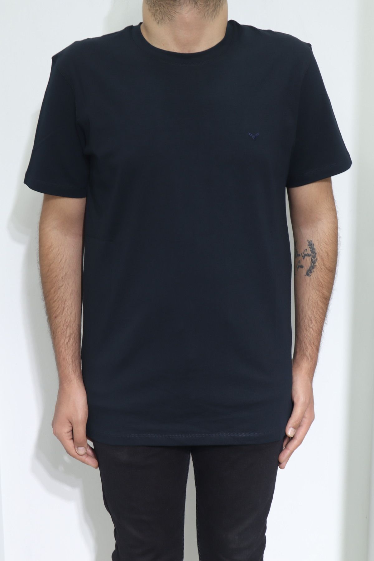 Özhürmet Triko DMC TEKSTİL Erkek Lacivert Düz Spor Kesim Rahat Kalıp Bisiklet Yaka T-Shirt