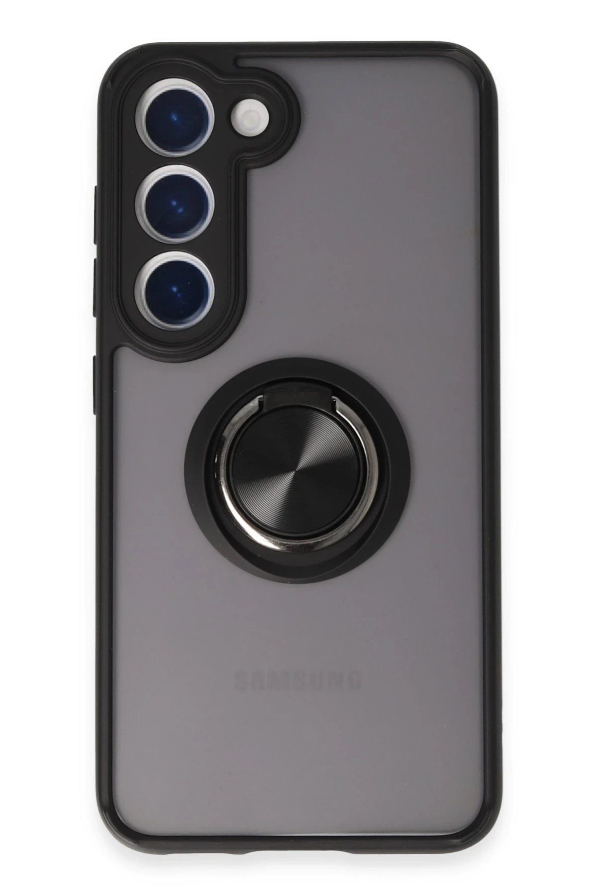Toptan Bulurum Samsung Galaxy S23 Kılıf Montreal Yüzüklü Silikon Kapak - Siyah