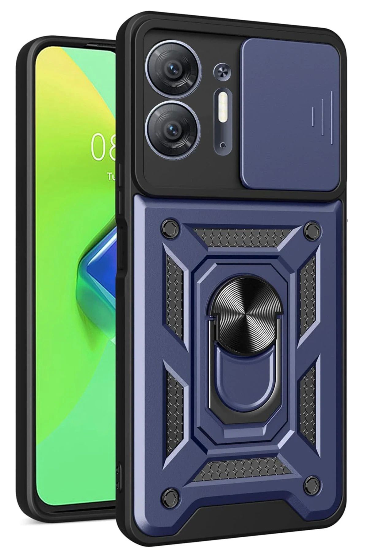 Vita Premio BFS İnfinix Hot 30 5G Kılıf Pars Lens Yüzüklü Silikon - Lacivert