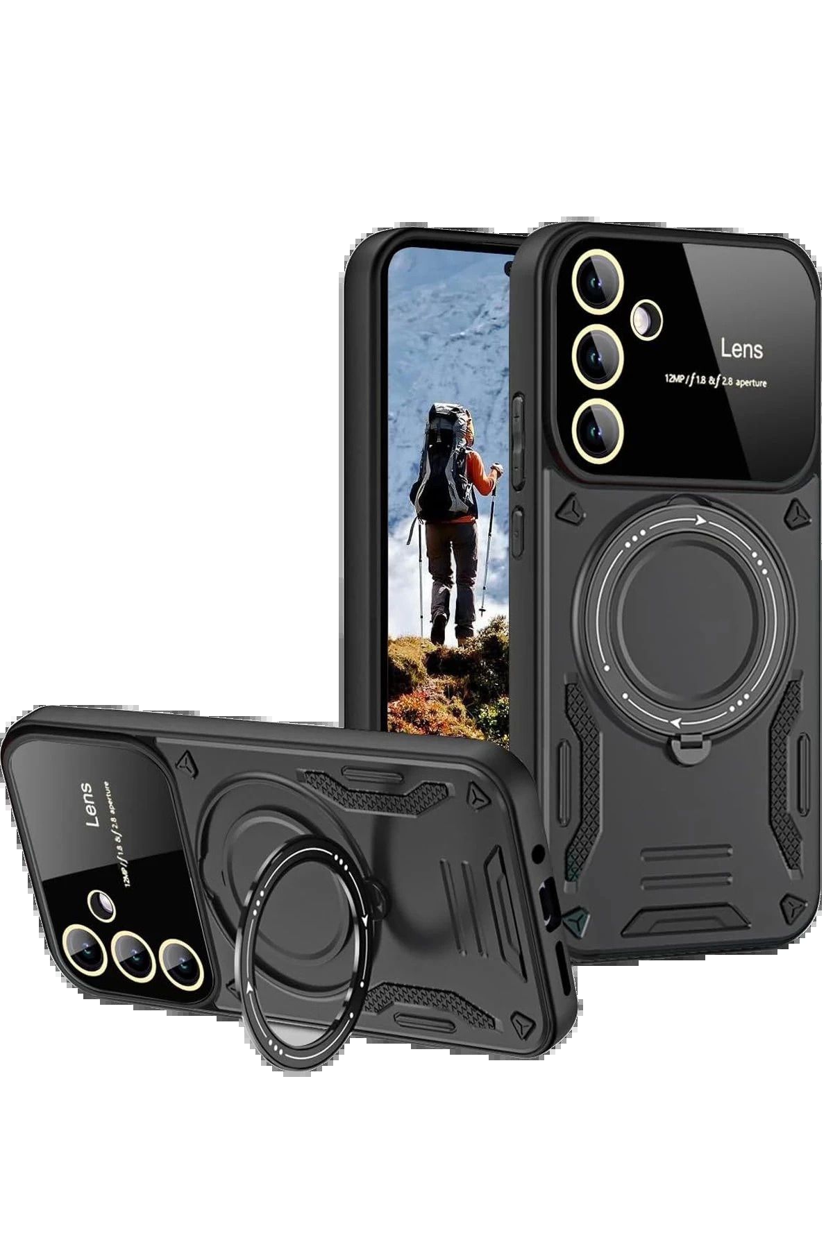 Vita Premio BFS Samsung Galaxy S24 FE Kılıf Joy Lens Standlı Kapak - Siyah