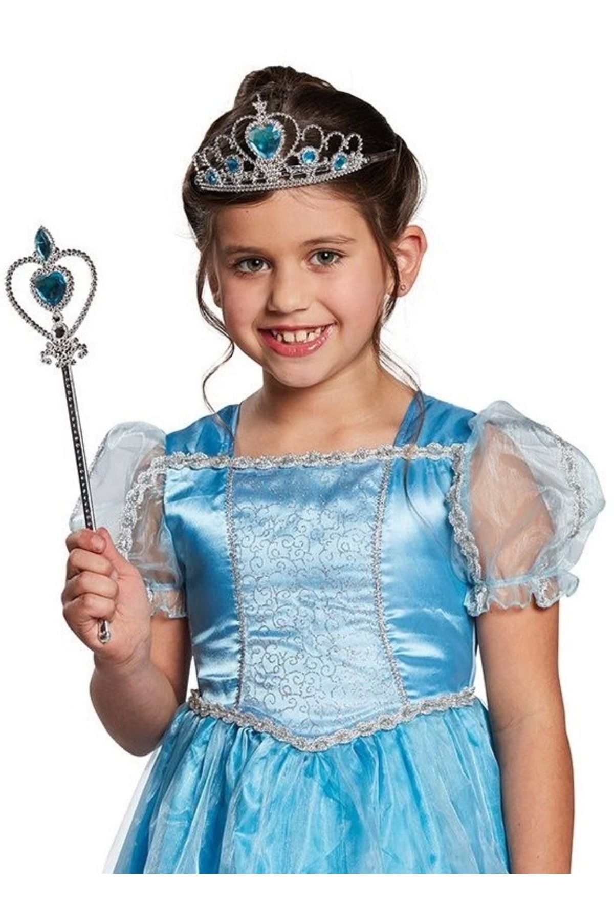Vita Premio BFS Karlar Ülkesi Elsa Mavi Kalpli Taç ve Mavi Asa Seti Çocuk Boy