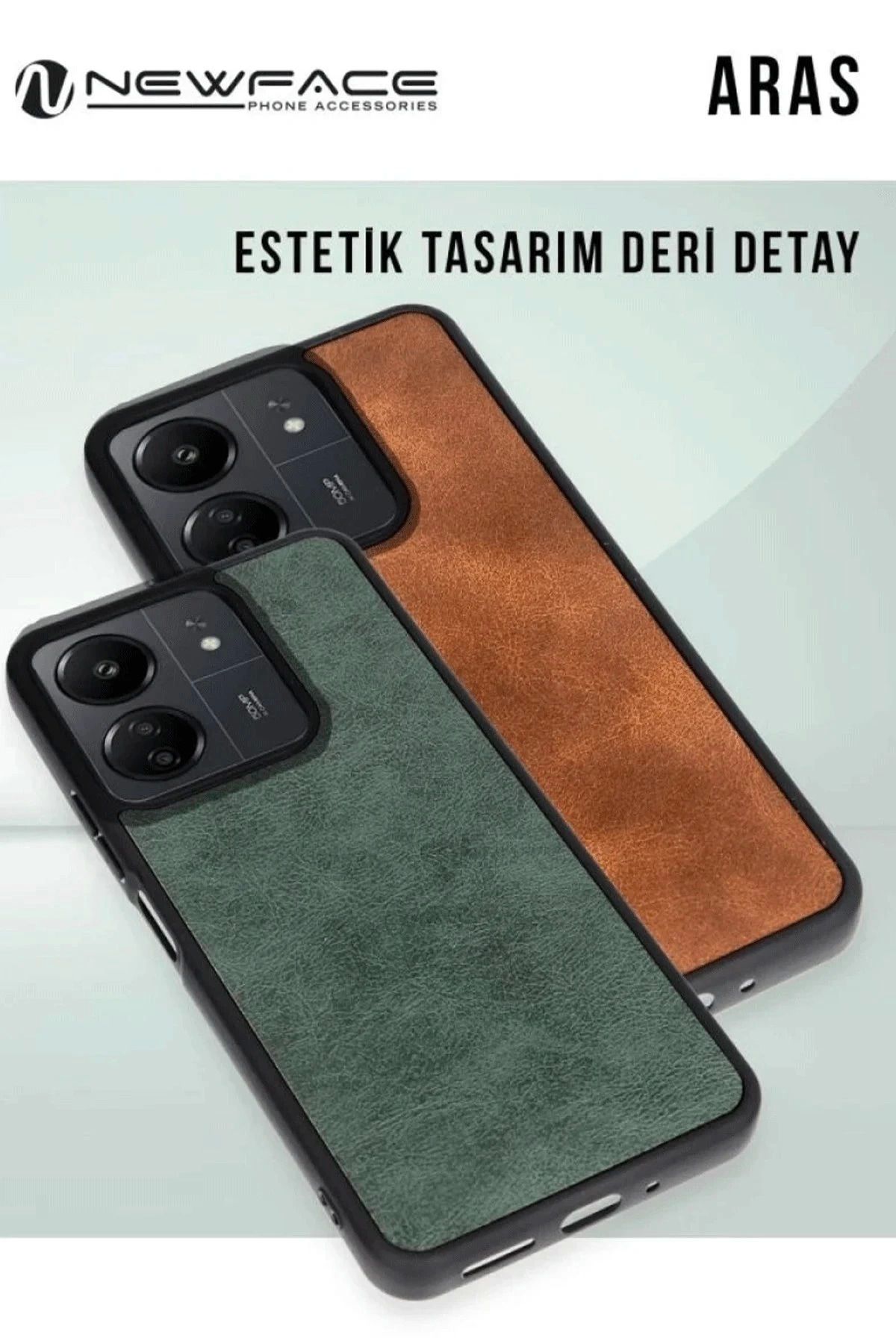 Vita Premio BFS Xiaomi Redmi 14C Kılıf Aras Deri Kapak - Taba