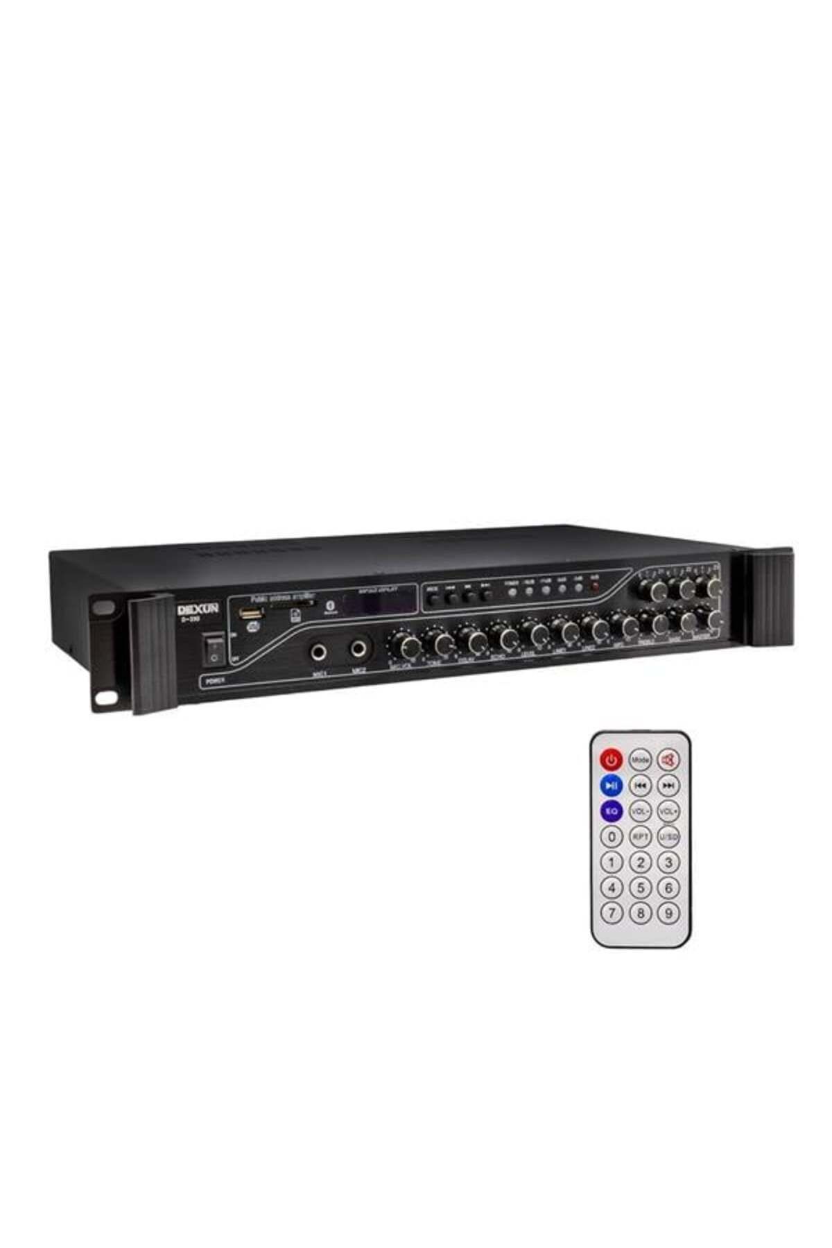 Roses Store Dexun D-230 250 Watt 3 Zone İki Mikrofon Girişli Hat Trafolu Anfi Usb-Bt 4/16-70-100V