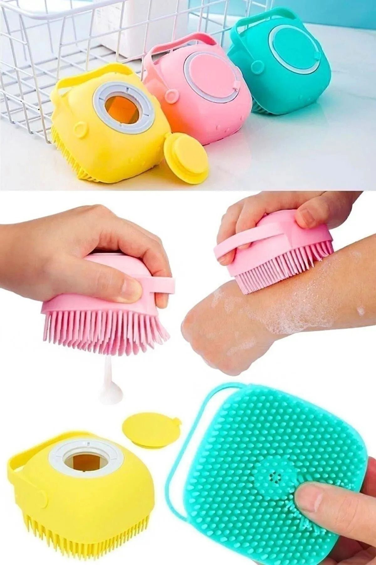 imka Hazneli Silikon Banyo Duş Jeli Kesesi Vücut Masaj Fırçası