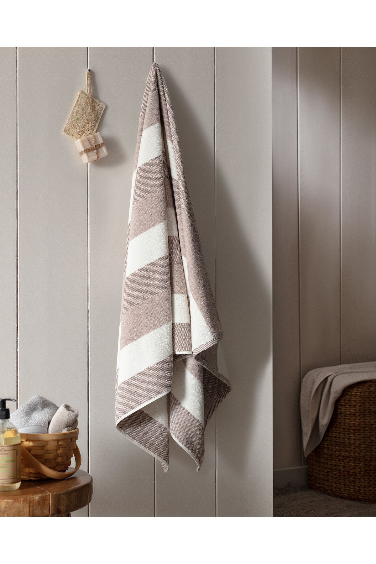 Madame Coco Eden %100 Pamuk Banyo Havlusu - Bej - 75x150 cm