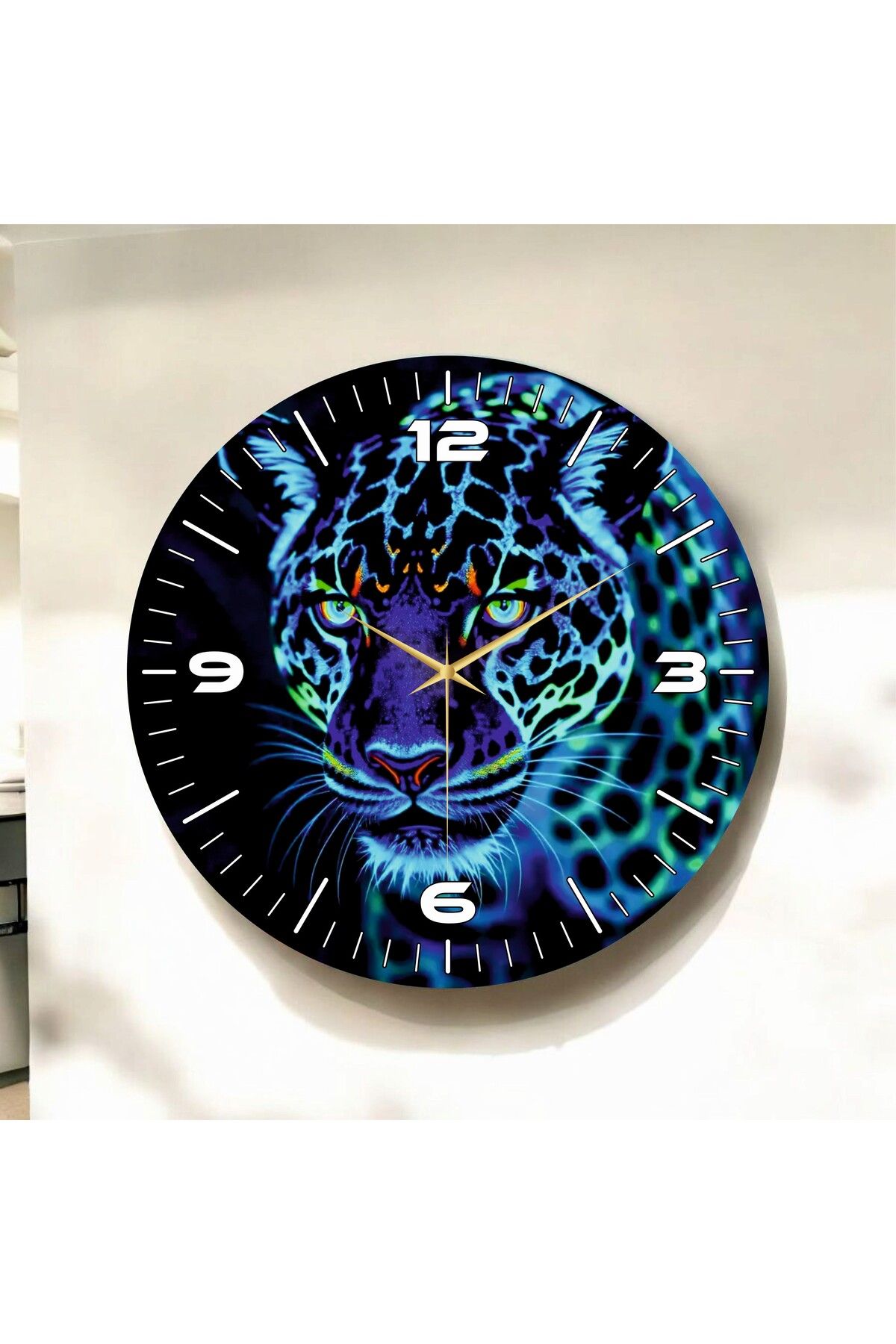AA Shop Renkli Baskı Hayvan Desenli Sayılı Hediyelik Ahşap Sessiz Duvar Saati 50cm