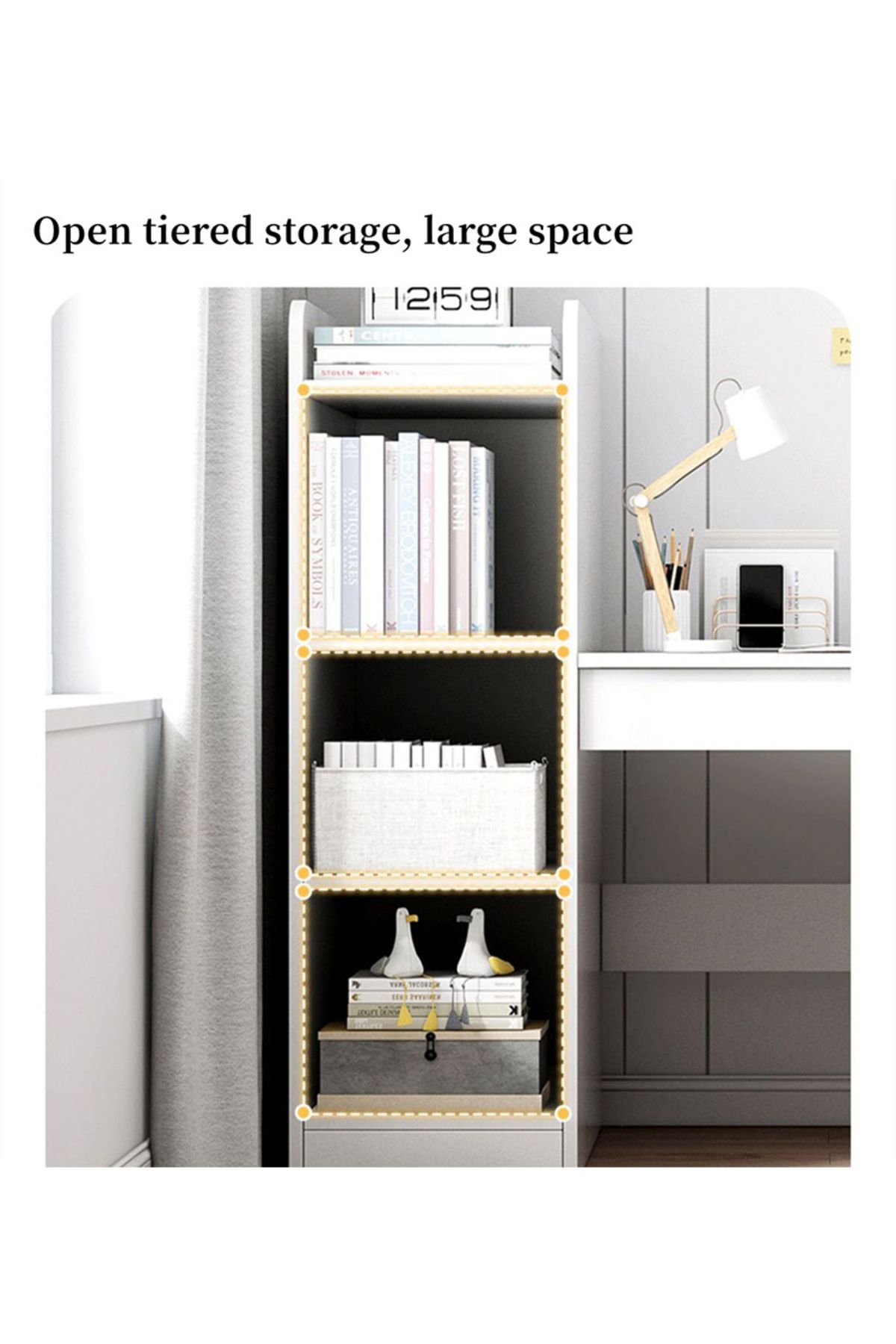 sharpdo-Home Office Desk, Simple Computer Desk With Opened Storage Shelves 132*40*120 cm 3