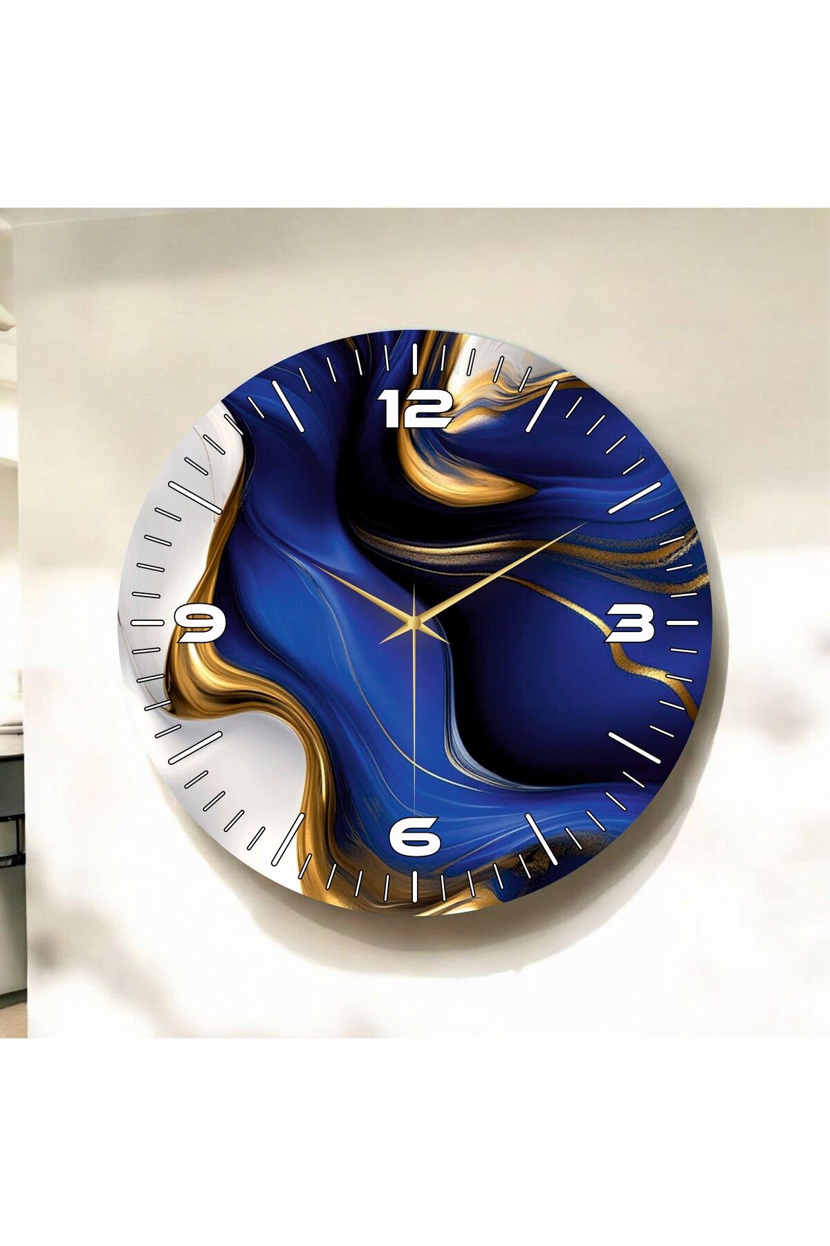 AA Shop Renkli Baskı Desenli Sayılı Hediyelik Ahşap Sessiz Duvar Saati 50cm