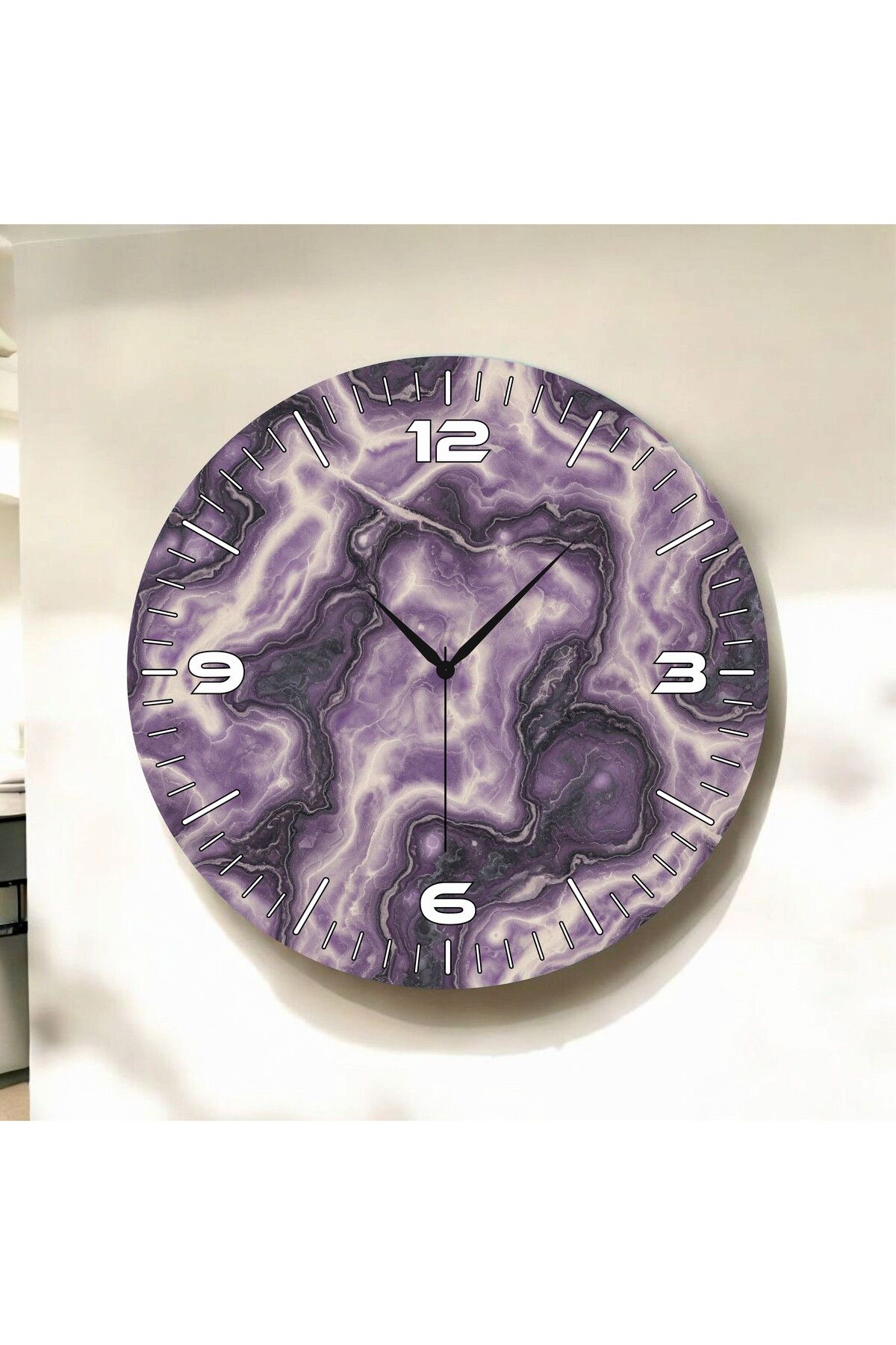 AA Shop Renkli Baskı Desenli Sayılı Hediyelik Ahşap Sessiz Duvar Saati 50cm