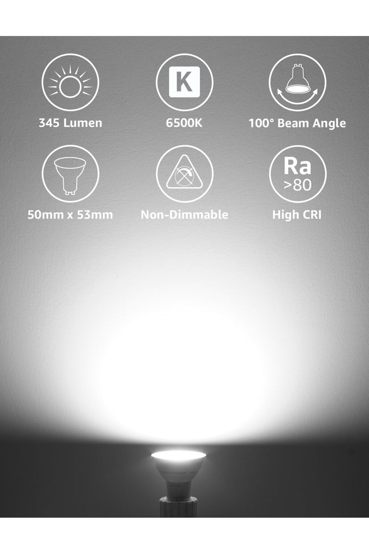 LEPRO-GU10 LED Bulbs, Daylight White 6500K, 100° Wide Beam Spot Light, 4W 345lm, 50W Halogen Spotli 3
