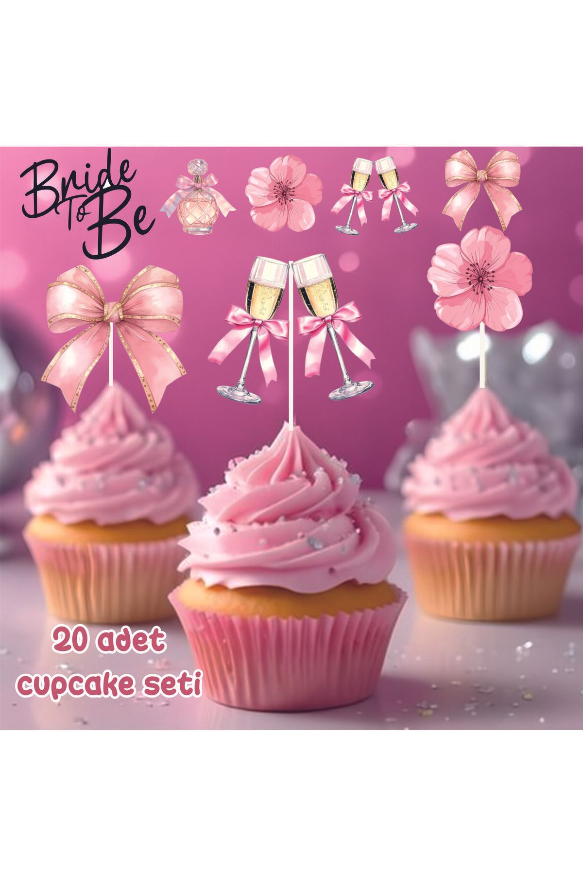 Tasarım Bride Cupcake Süsü Pasta Süsü 20 adet