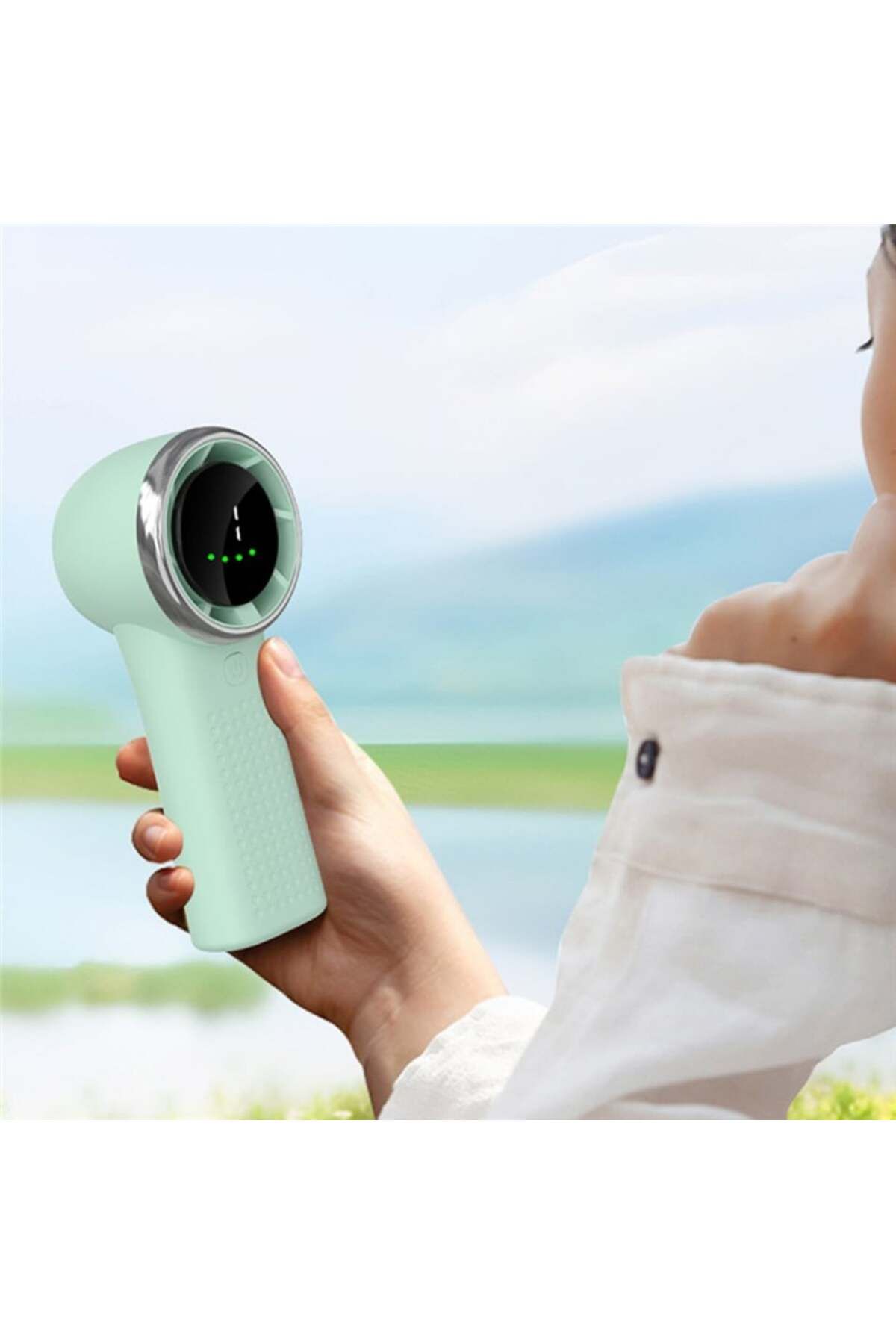 SKYDDAR INNOVATION-Mini ventilator portabil A8, afișaj LED, 5 viteze, USB-C, baterie de 3600mAh, silențios și compact, verde 6