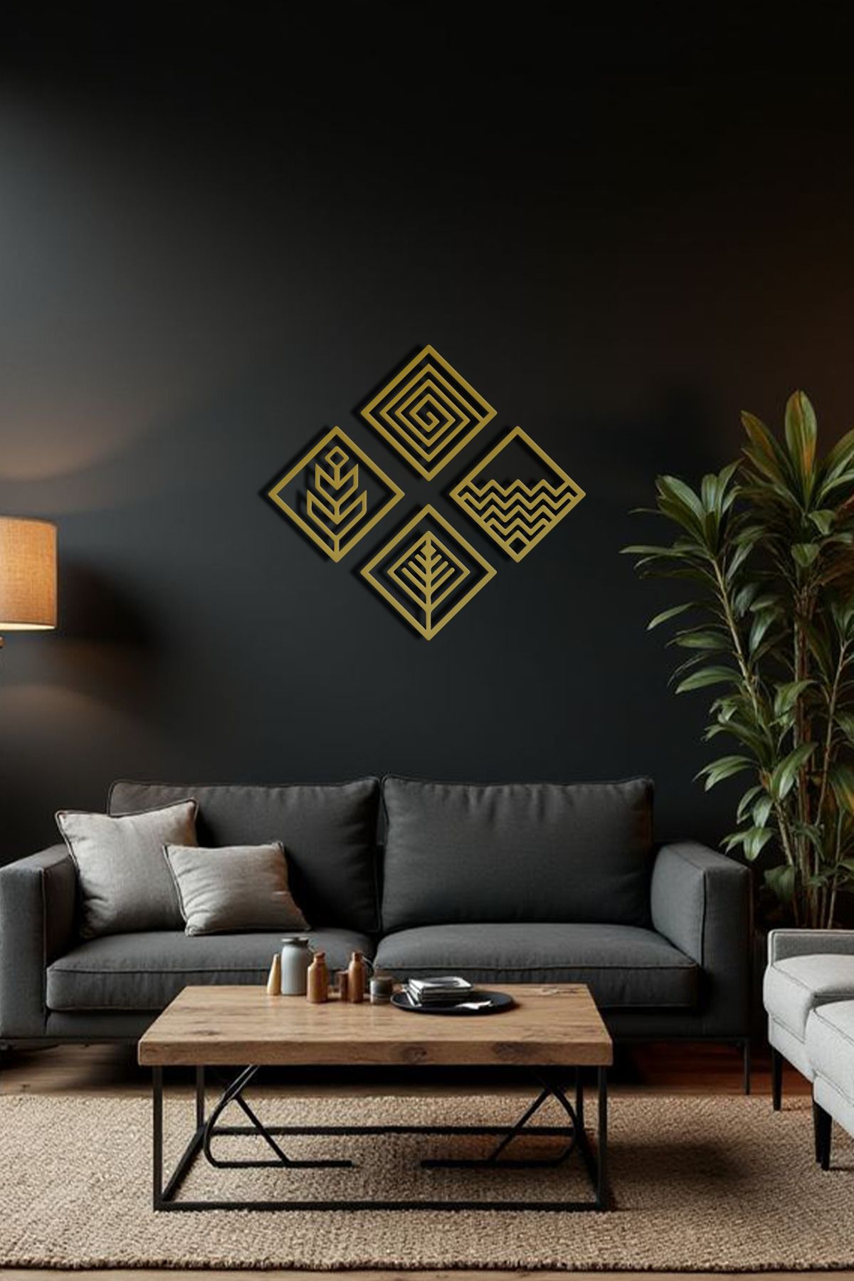 cncrafft Geometrik Doğa Motifli Metal Tablo – Modern Duvar Dekoru