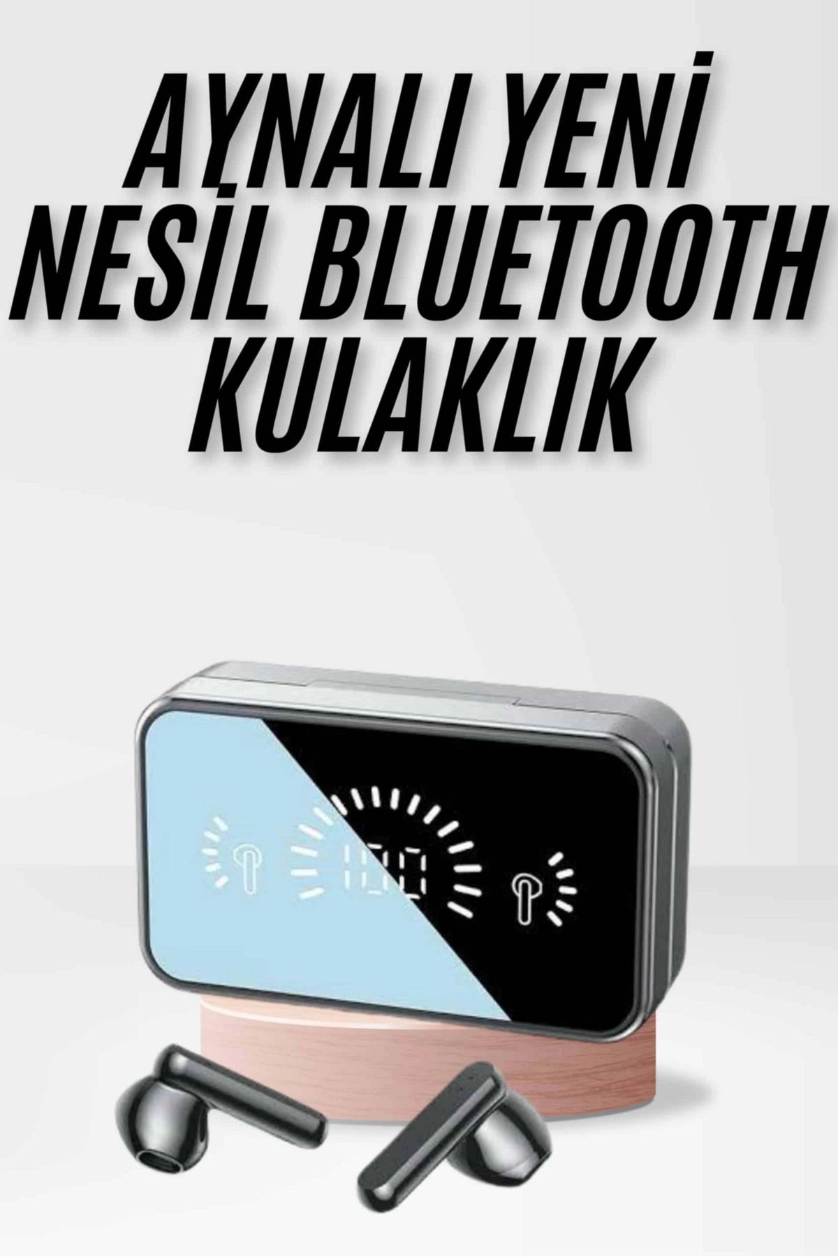 Vemora Yeni Nesil Kablosuz Kulaklık Aynalı Powerbank Özellikli Bluetooth Bağlantılı Dijital Göstergeli