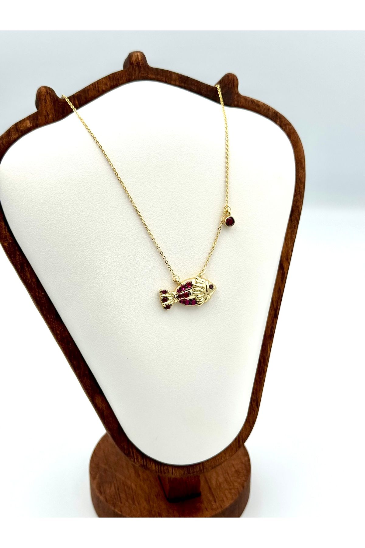 HOSBUTIK Gold taşlı balık kolye