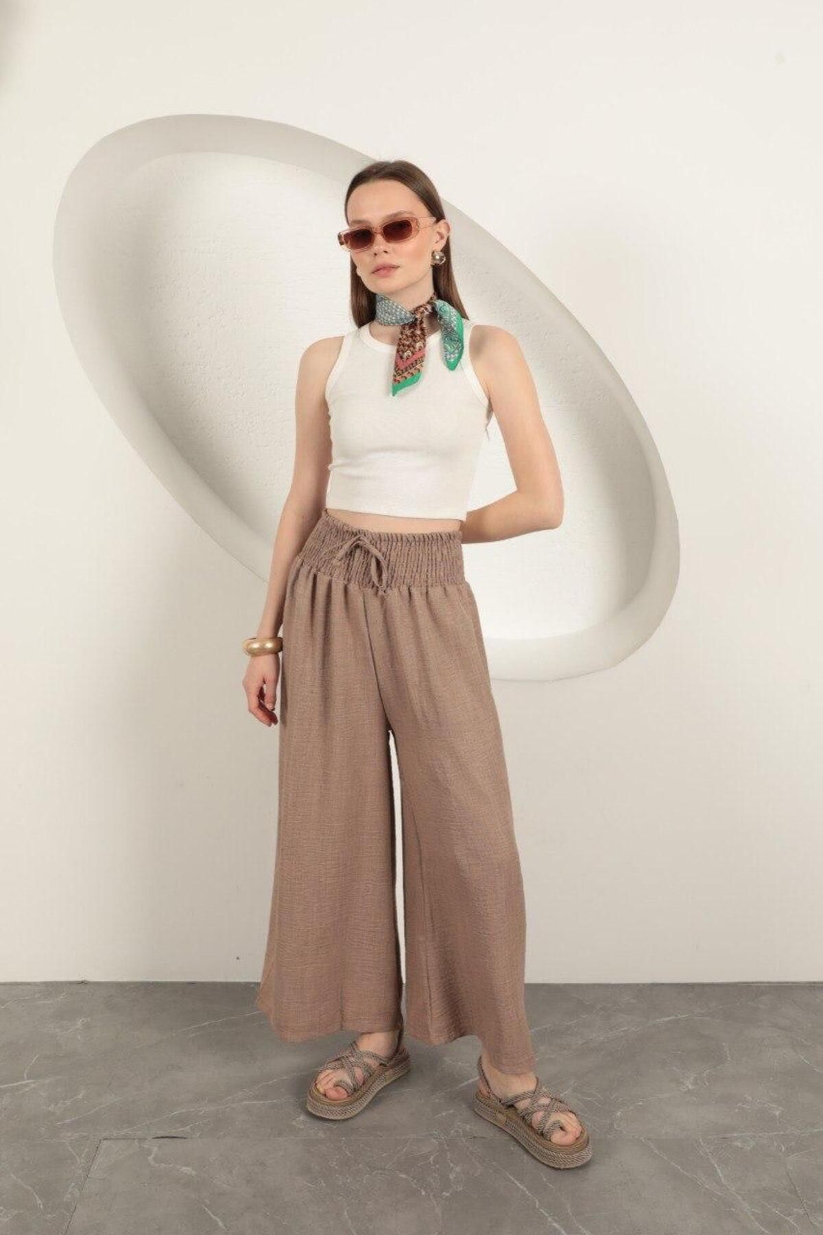 MODA Keten Aerobin Kumaş Bol Pantolon