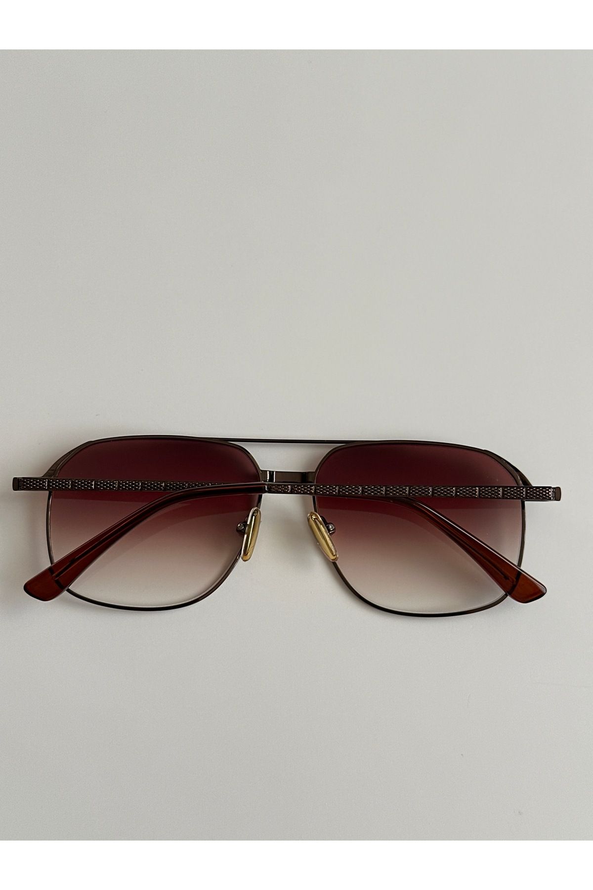 shop Kahverengi Degrade Camlı Metal Gözlük – Unisex