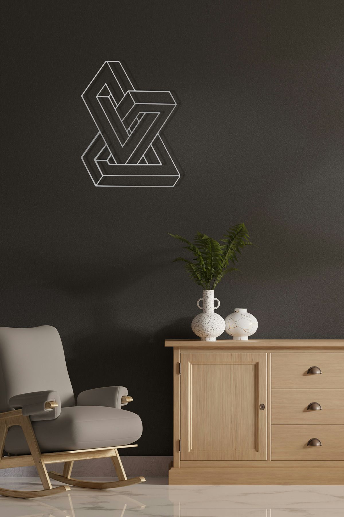 cncrafft Geometrik Düğümlü Metal Tablo – Modern Duvar Dekoru