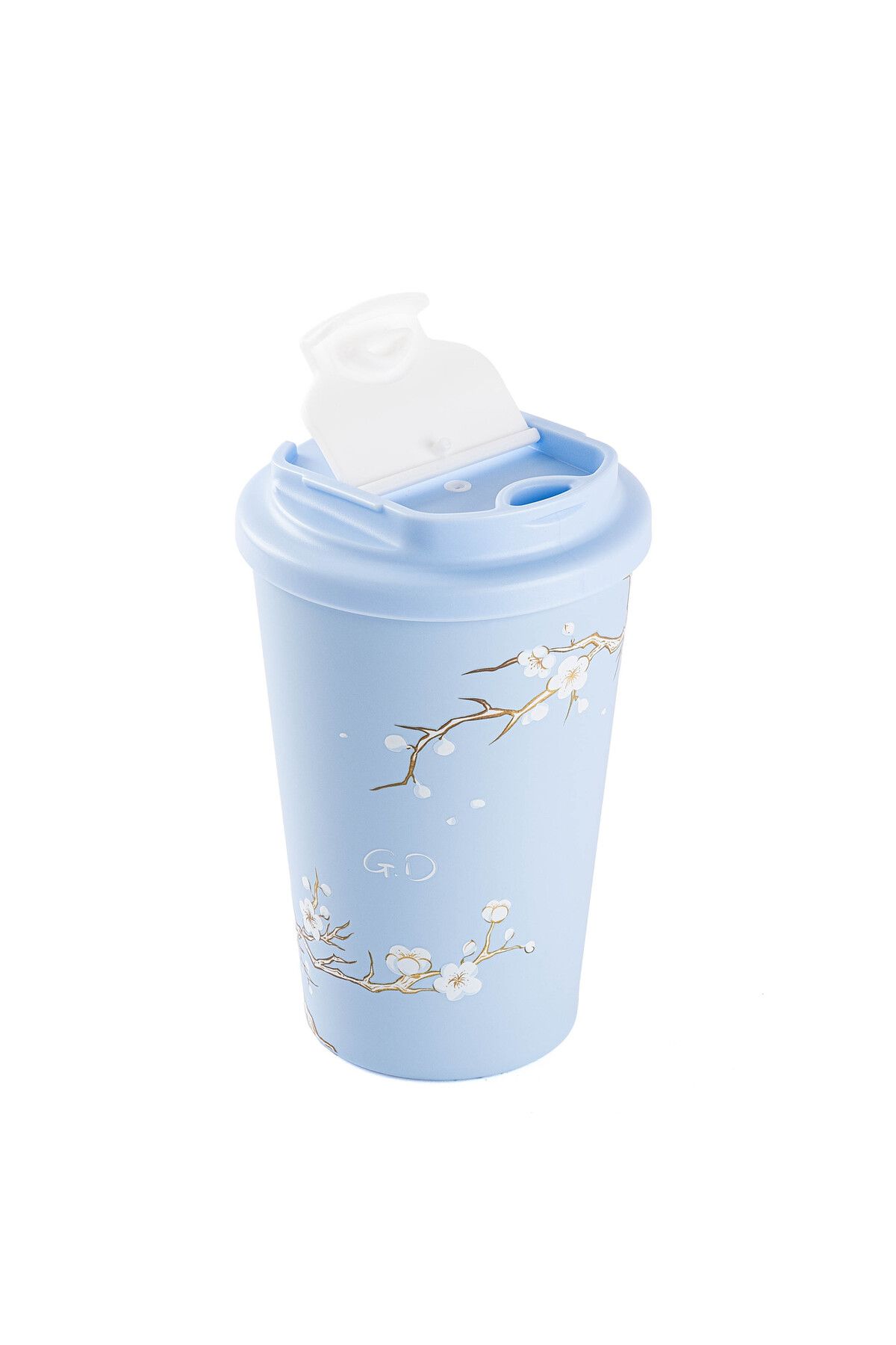 Tantitoni KAKE MAVİ SAKURA DESENLİ PASLANMAZ ÇELİK TERMOS BARDAK 380ML