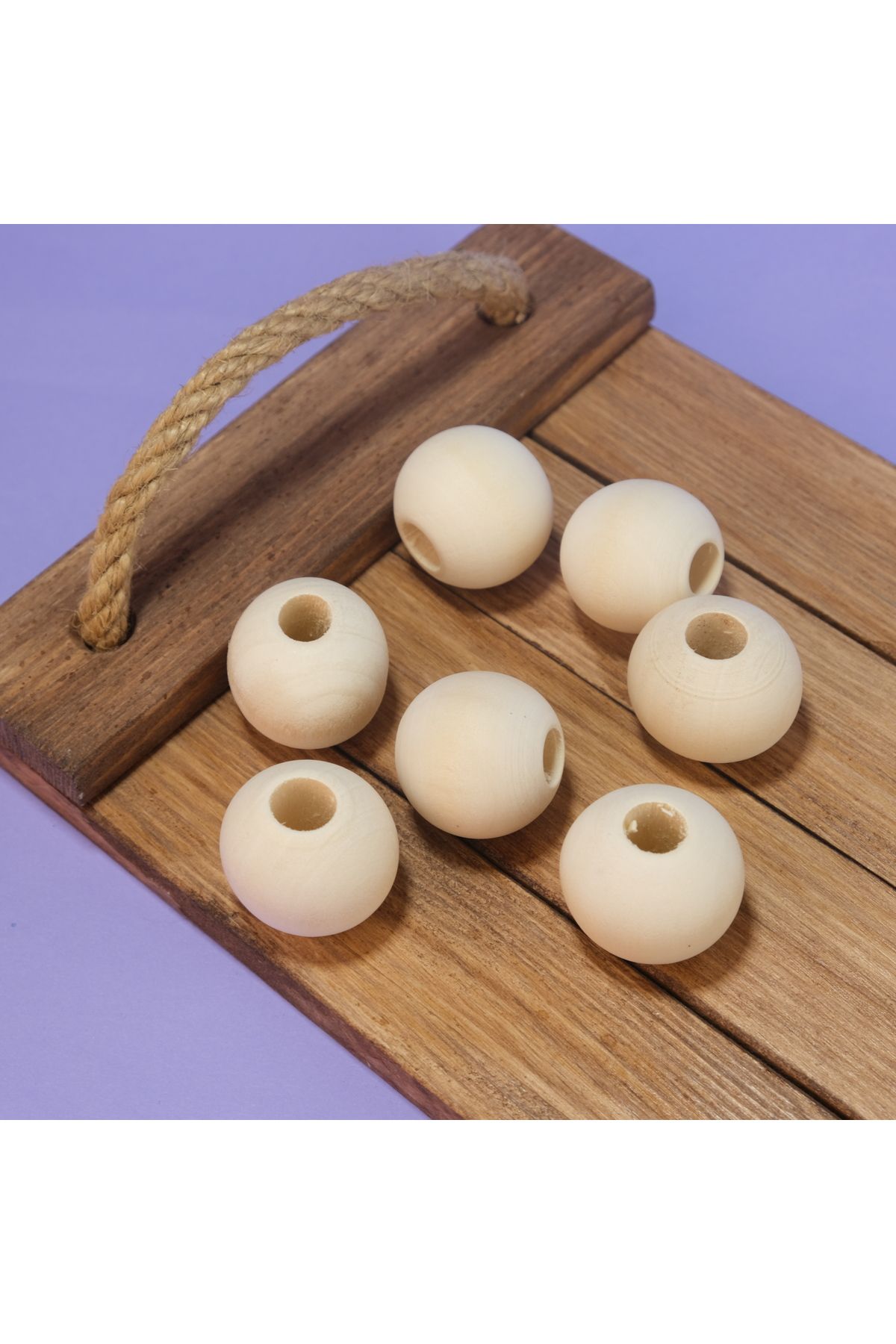 Prestij Boncuk Ham Ahşap Boncuk 30 mm Büyük Delik İşlenmemiş Ahşap Boncuk 1 Kg