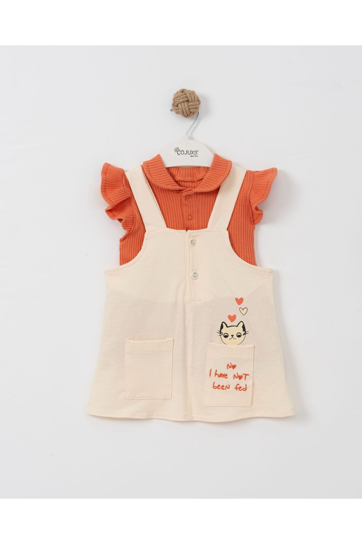 çojuxs SALOPETLİ KEDİ BASKILI 2Lİ KIZ BEBEK TAKIM