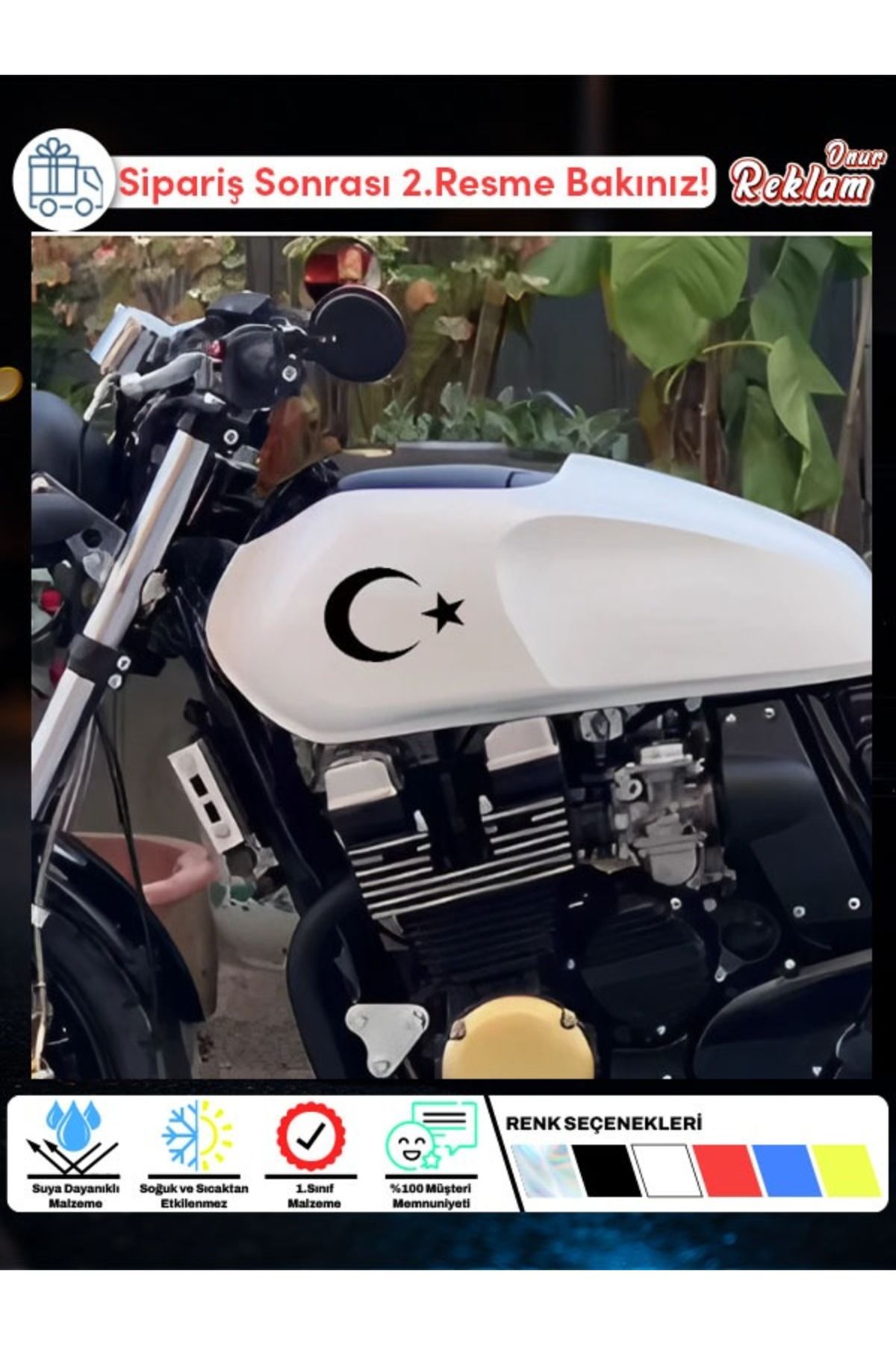 Onur Reklam Ay Yıldız Sticker (6 Adet) – Suya Dayanıklı Araba & Motosiklet Etiketi