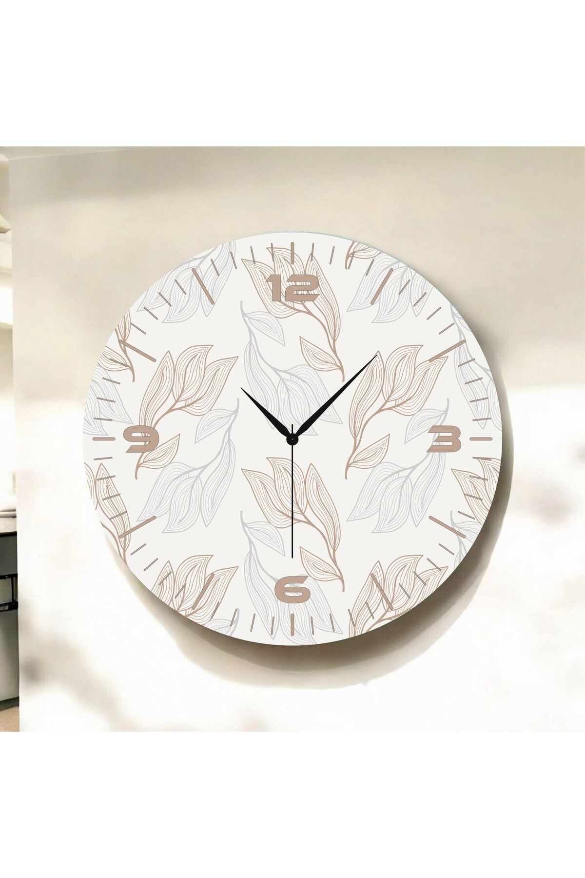 AA Shop Renkli Baskı Desenli Sayılı Hediyelik Ahşap Sessiz Duvar Saati 50cm