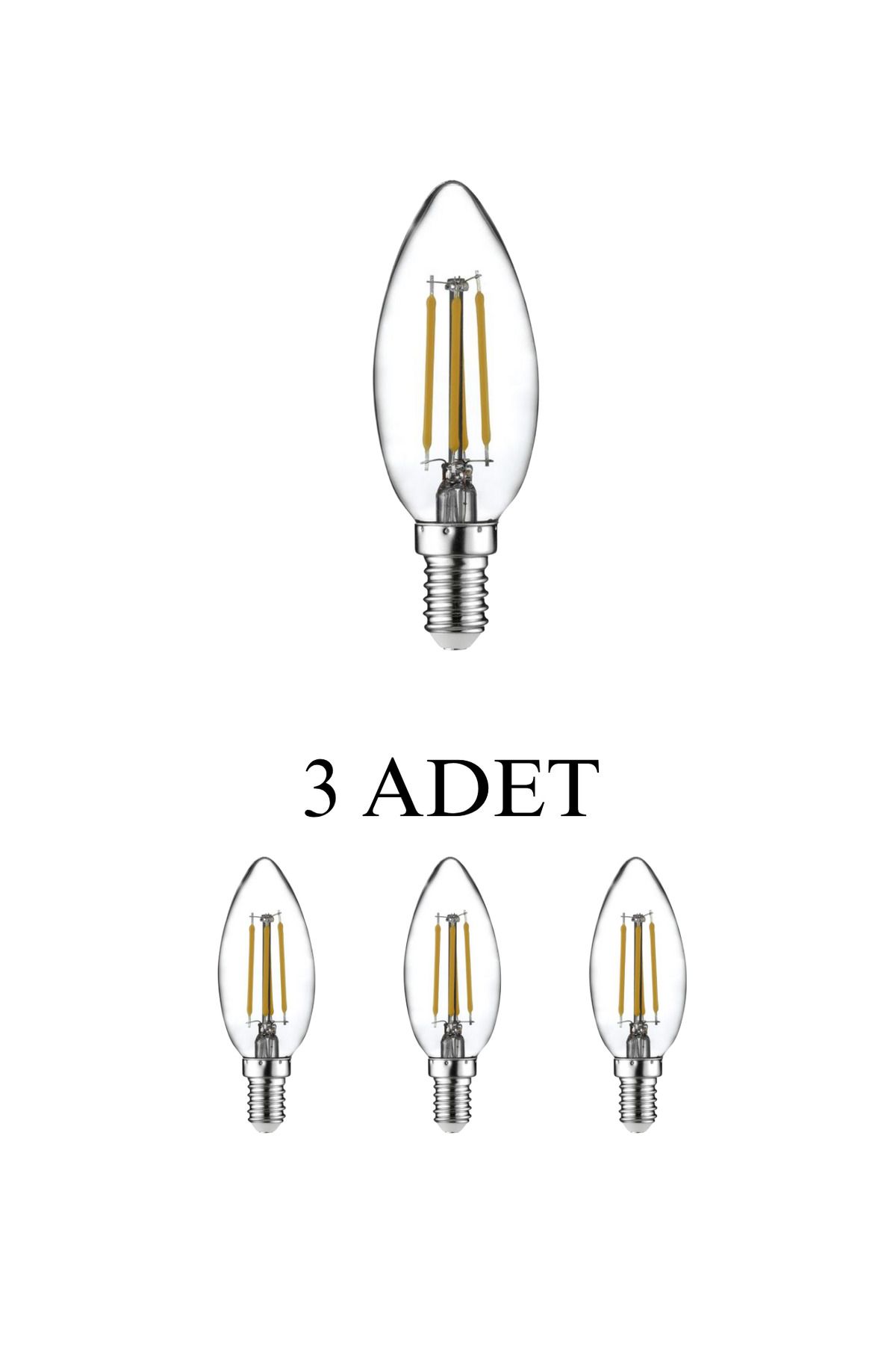 Horoz 001-013-0004 Filament Led Ampul 4W E14 Duy Beyaz Işık - 3’lü Paket