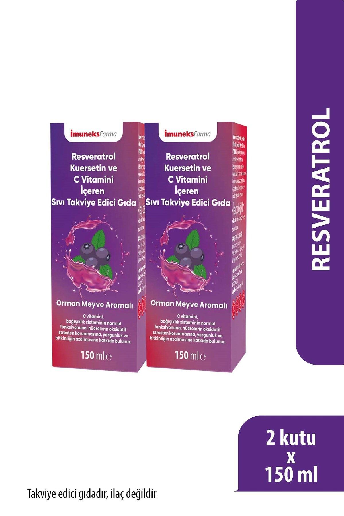 Imuneks Farma İmuneks Farma Resveratrol Kuersetin ve C Vitamini İçeren Sıvı Takviye Edici Gıda 150 ml x 2 Adet