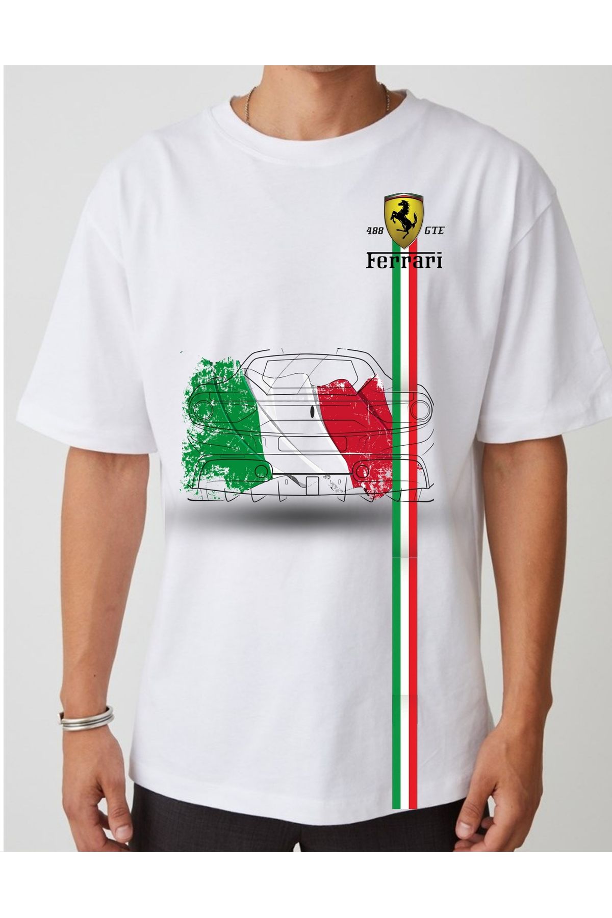 A&B STORES F-458 Spider Baskılı Erkek Kısa Kollu Bisiklet Yaka Beyaz T-Shirt