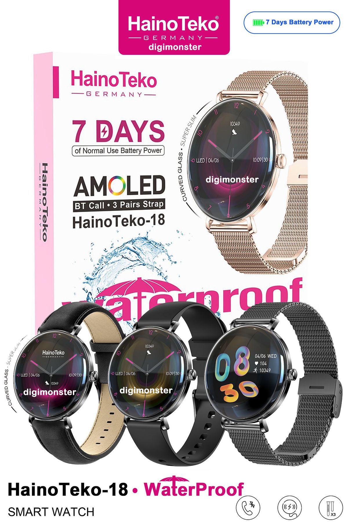 DigiMonster Haino Teko 18 Akıllı Saati – Şıklık ve Teknolojinin Zarif Buluşması! 7 Gün Batarta Süresi