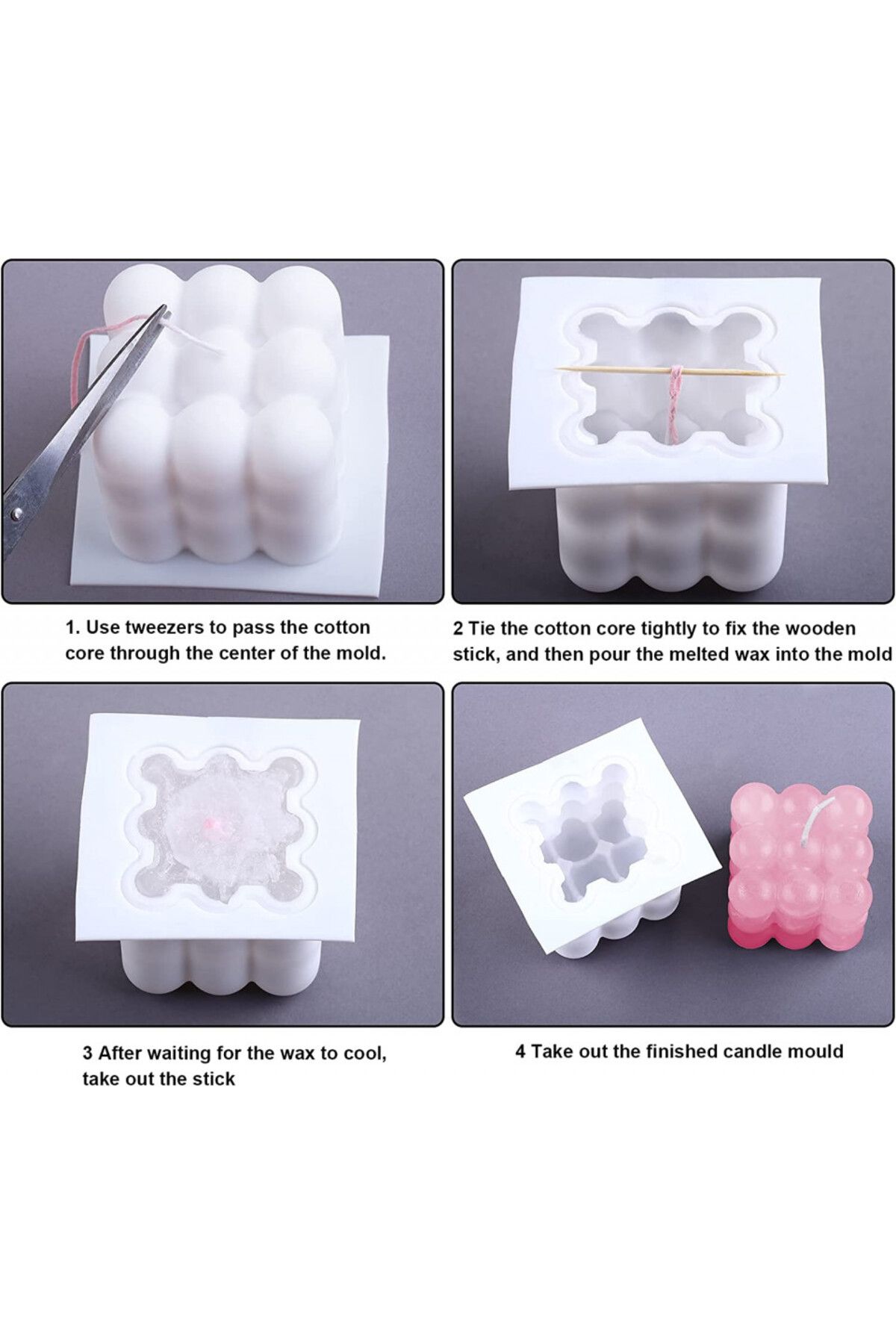 EKKONG-Set of 2 EKKONG candle molds, white, silicone 5