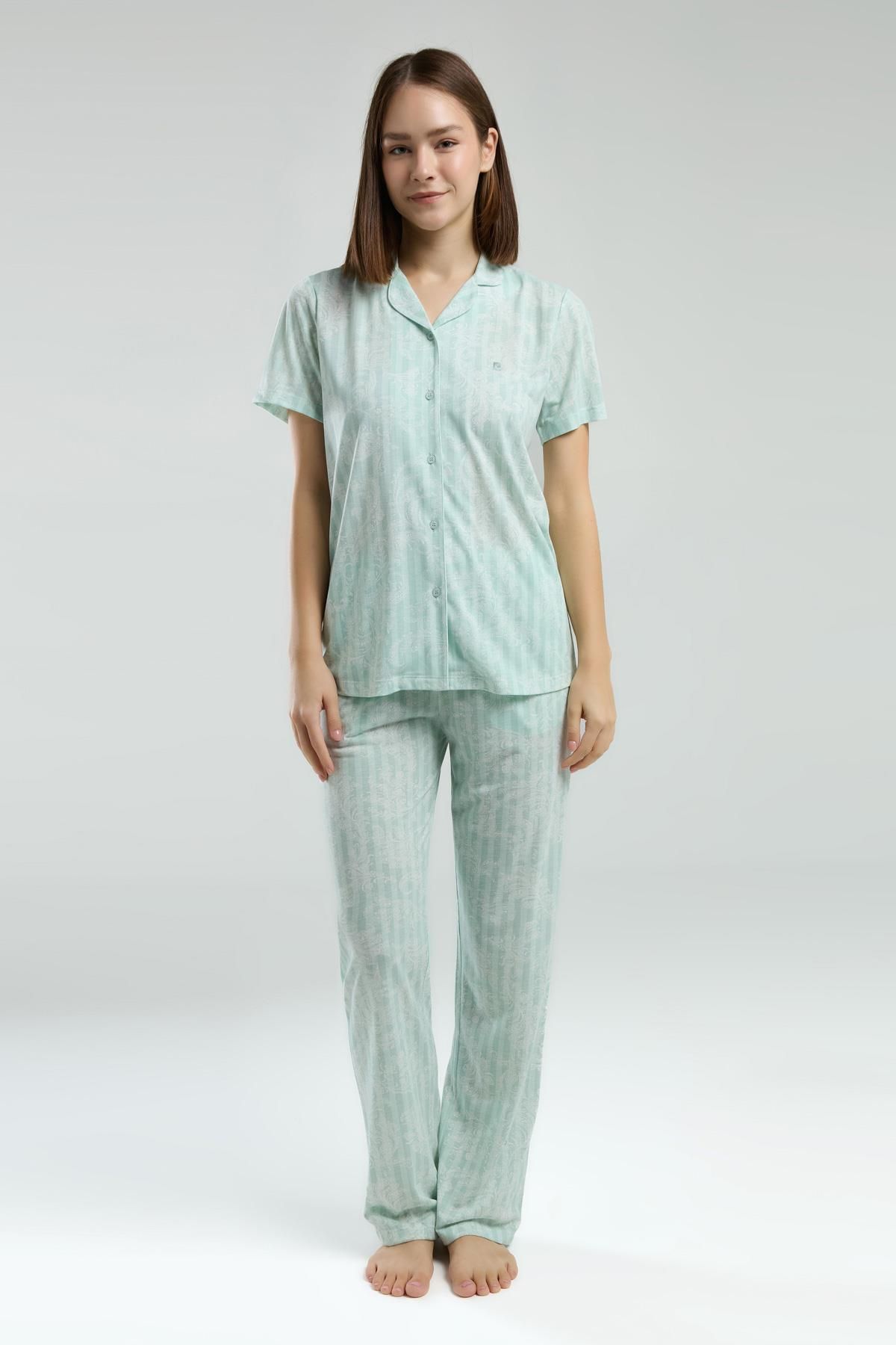 Pierre Cardin Cepli, Gömlek Yaka, Düğmeli, Kısakollu, Kutulu, Yazlık Pijama Takım