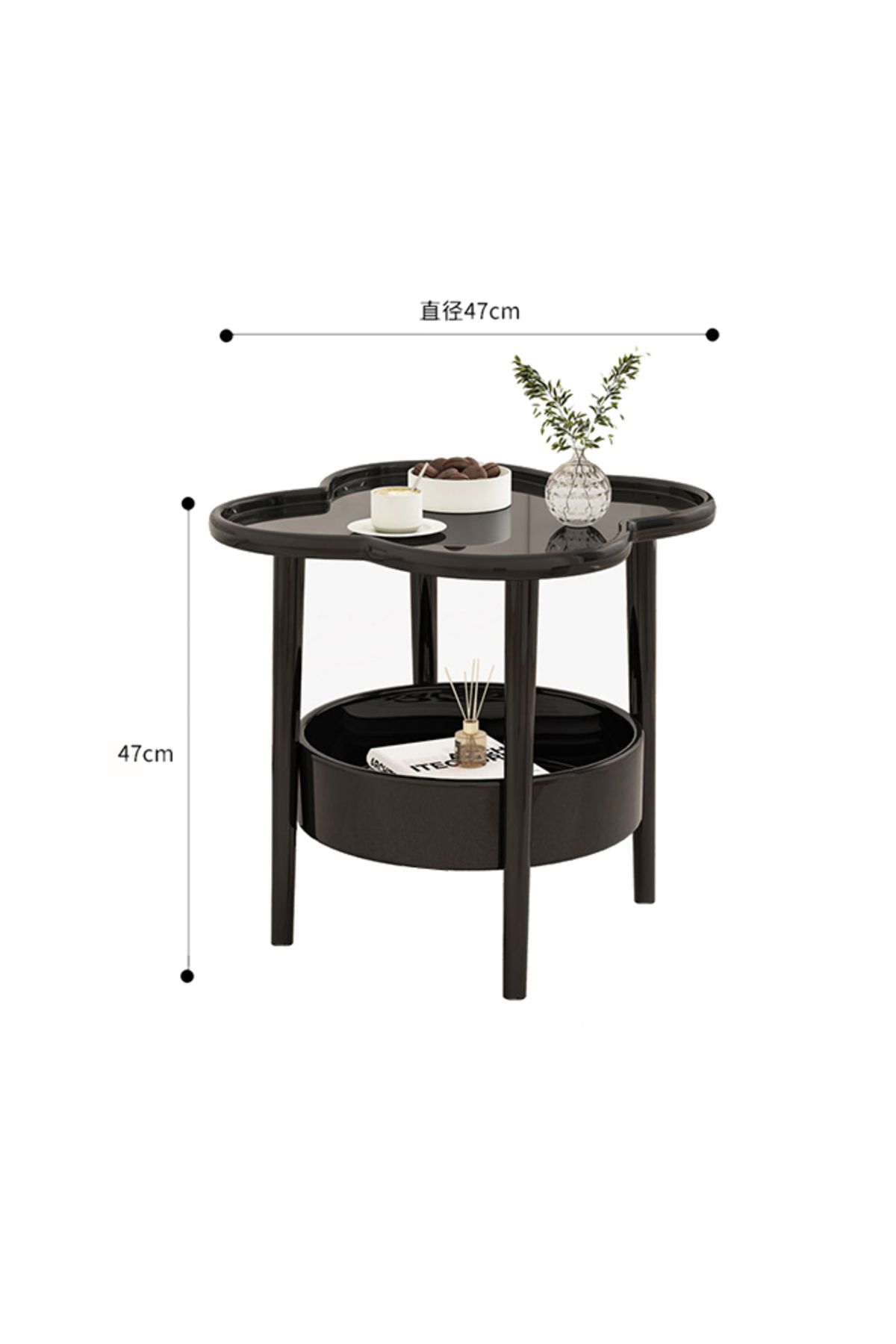ENAR-Black Side Table, 2-Tier End Table with Storage Shelf Basket, Coffee Table, Nightstand Accent Table 3