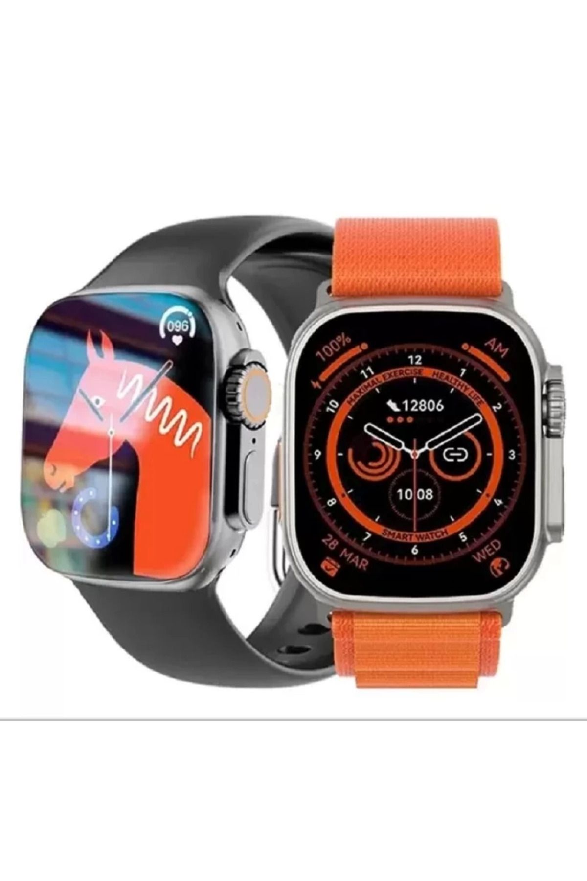 Vemora Hw8 Ultra Çift Kordon 49mm - Siri Nfc Bluetooth Arama Konuşma - İos & Android Uyumlu Akıllı Saat