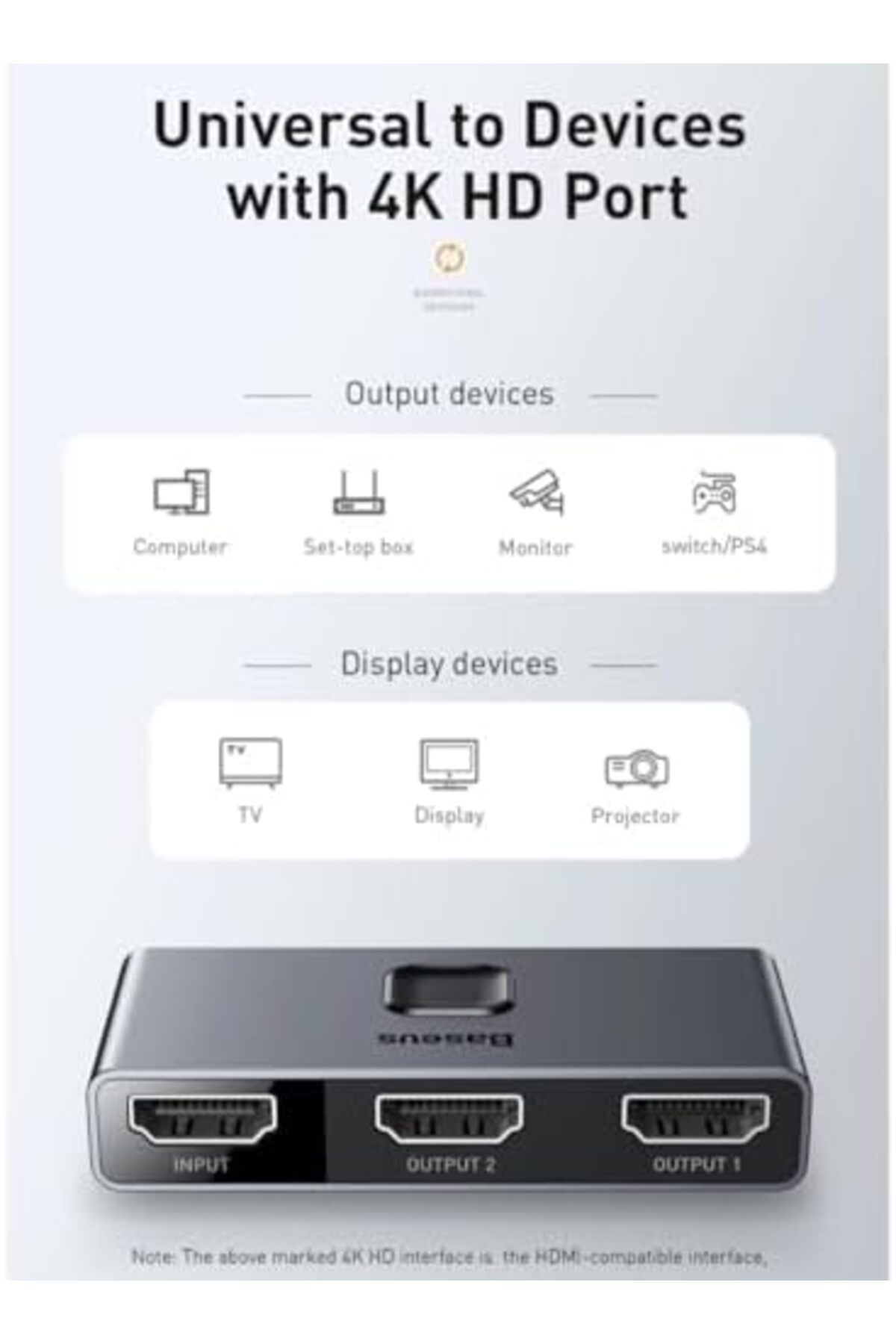 Baseus-محول HDMI 2 في 1 من Matrix، HDMI 2.0 Ultra 4K 1 في 2 مخرج، موزع محول HDMI يدعم HDR 5
