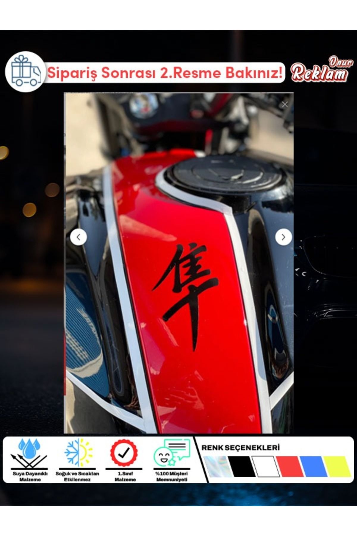 Onur Reklam Japon Harfli Motosiklet Tank Sticker – Suya Dayanıklı Japonca Karakter Etiketi