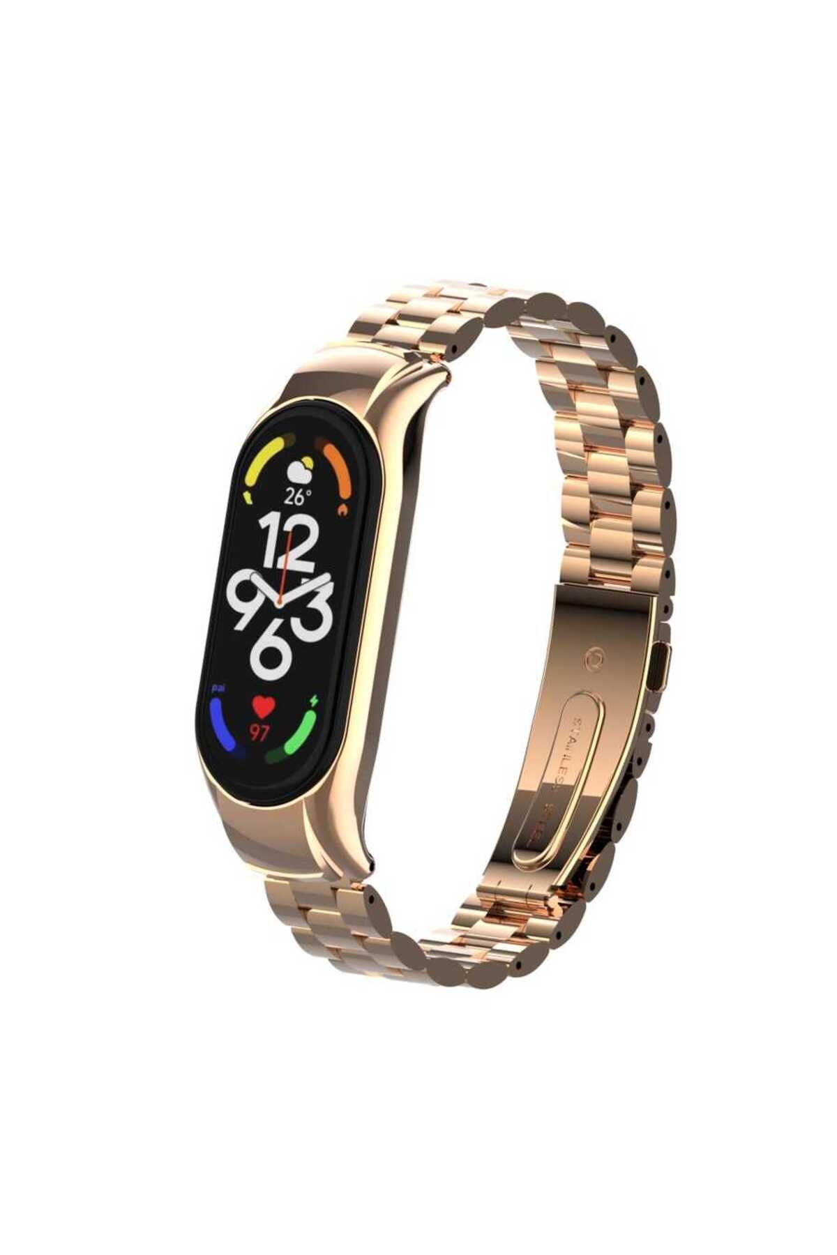 System Com Xiaomi Mi Band 7 Uyumlu KRD-04 Metal SYS Kordon-Rose Gold