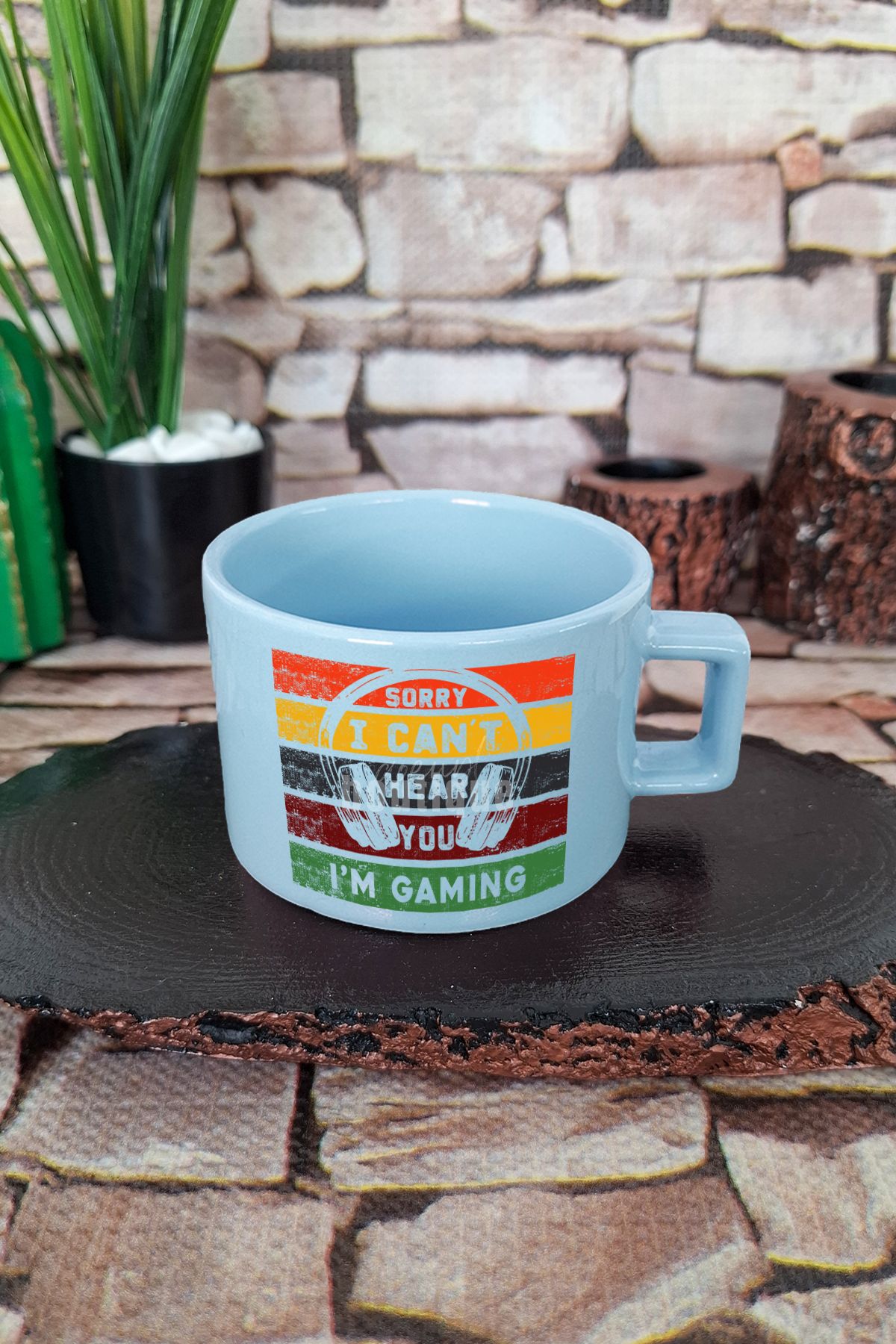 qoeuyl boutique Sorry i cant hear you i am gaming Gamer Kare Kulplu Fincan Mavi Kupa Bardak
