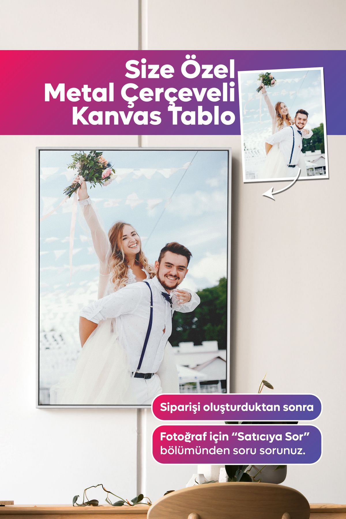 Dekopix Kişiye Özel Fotoğraflı Premium Metal Çerçeveli Kanvas Tablo
