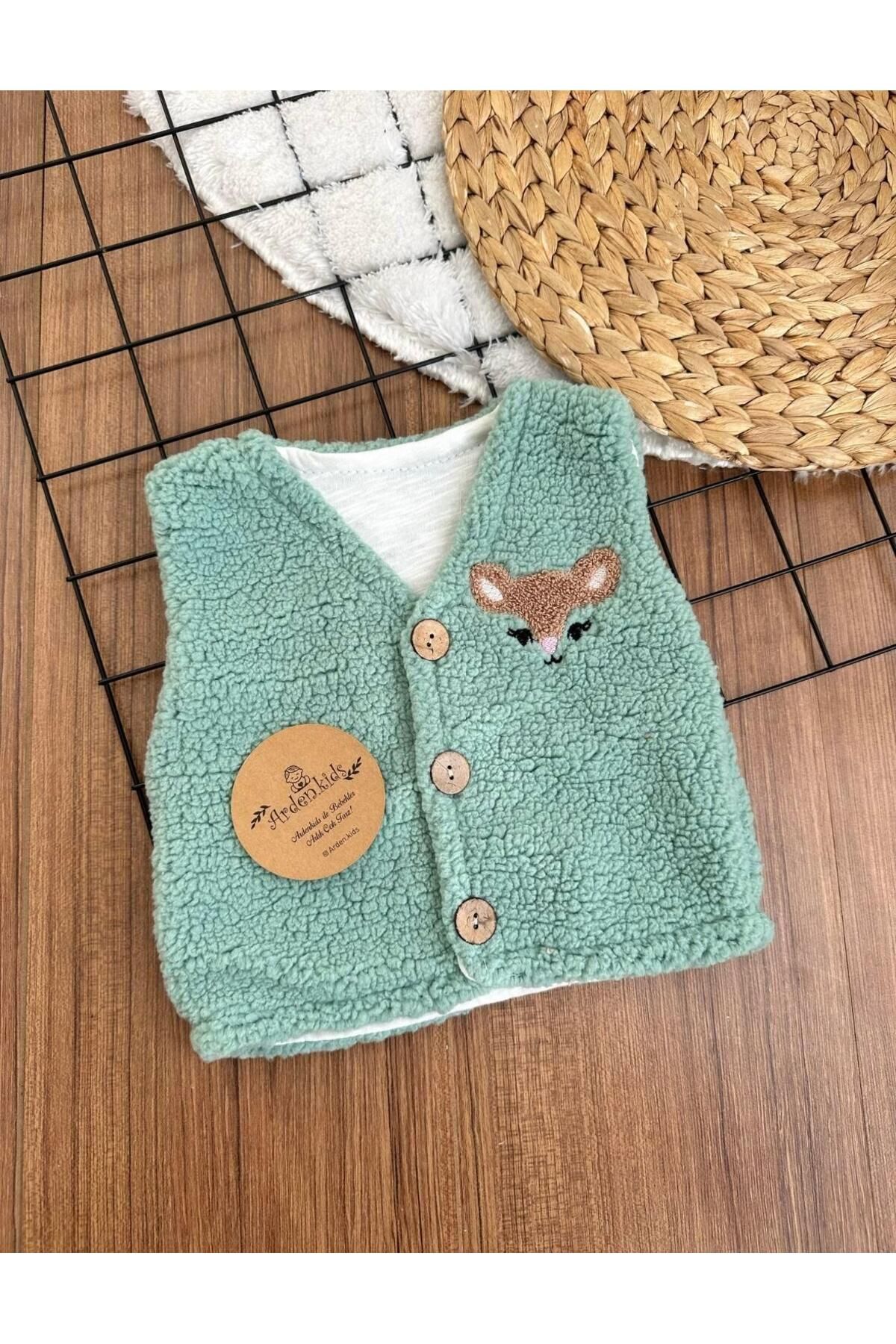 ArdenKids 6-18 Ay Nil Yeşili Peluş Yelek