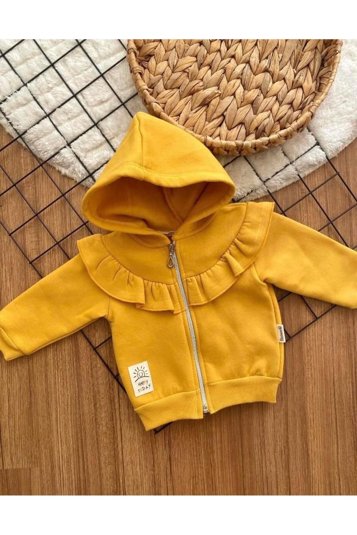 ArdenKids Hardal 3 İplik Fırfırlı Hırka