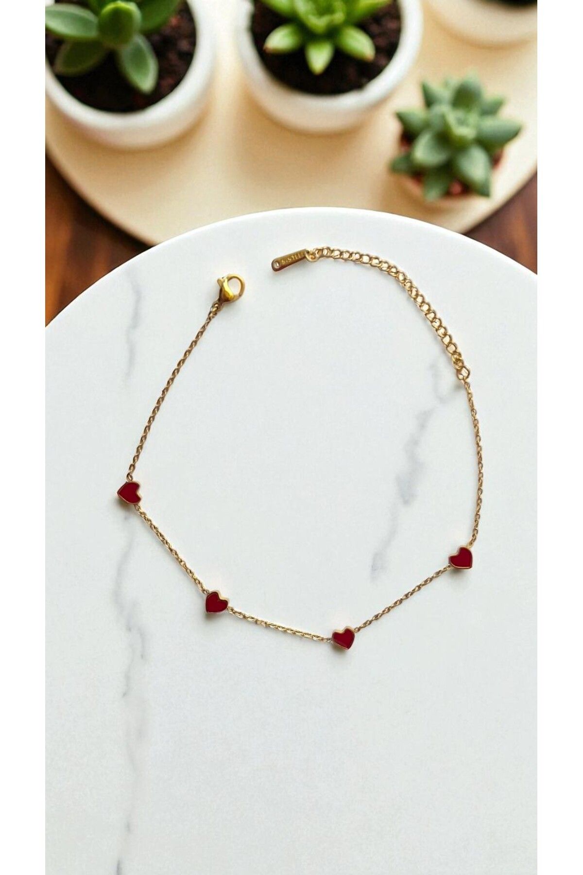 NOVA JEWELLERY Kalp Detaylı Paslanmaz Çelik Halhal